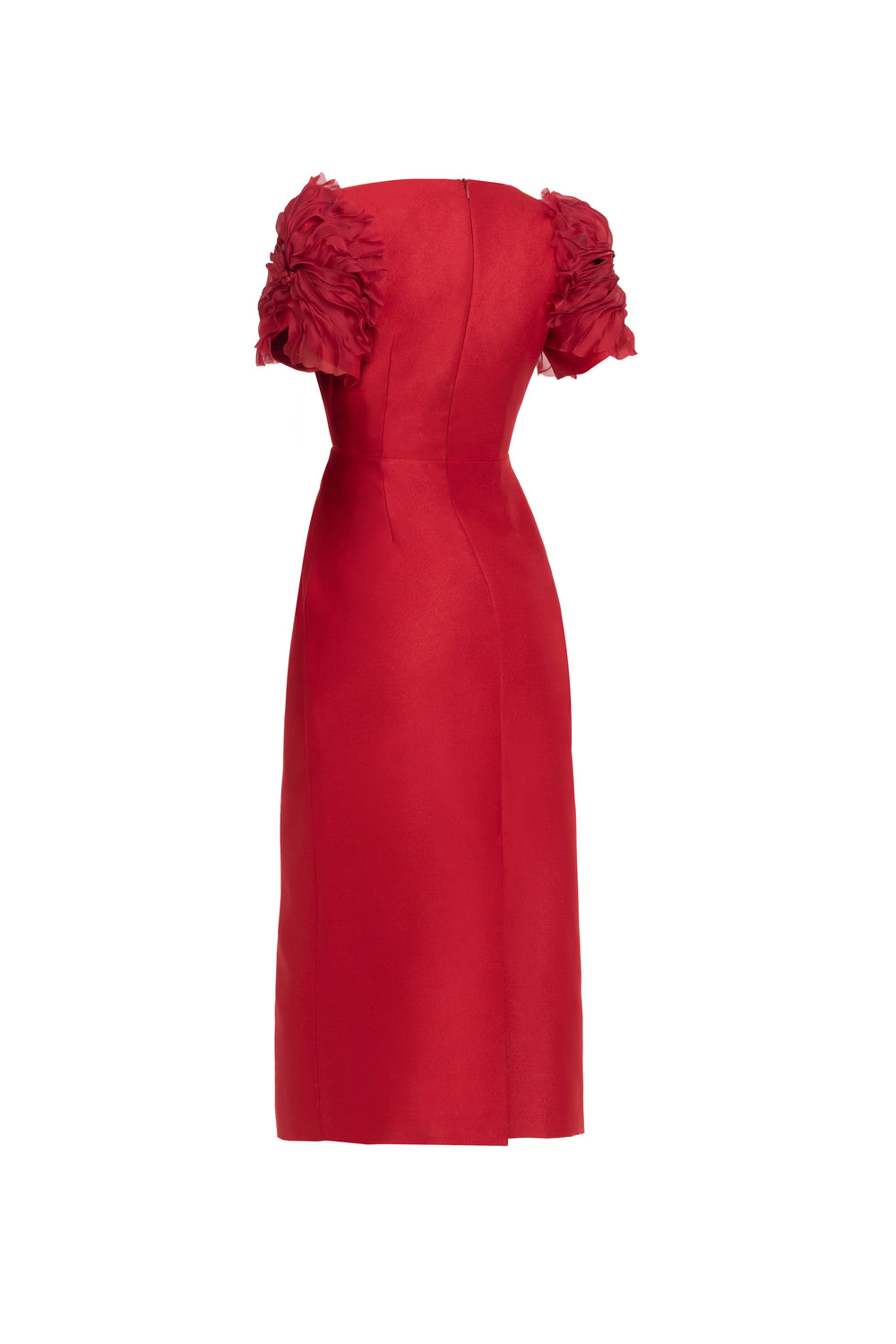 Women's Crimson Sheath V-Neck Taffeta Midi Dress S/M/L/XL/XXL Dark Scarlet MEAN BLVD Women's Crimson Sheath V-Neck Taffeta Midi Dress S/M/L/XL/XXL Dark Scarlet MEAN BLVD