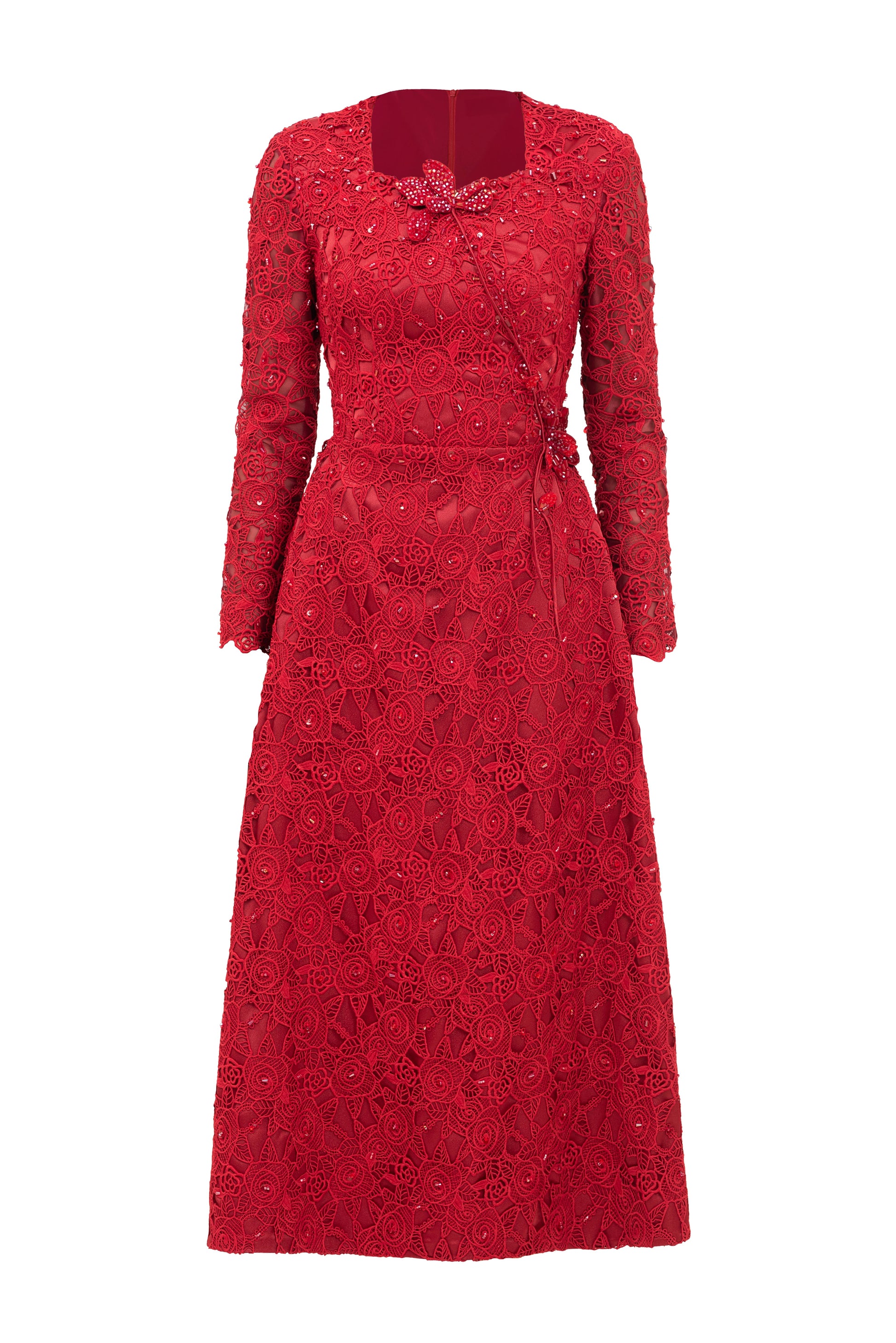 red midi dress square neck Burgundy Knit Square Neck Slit Midi Dress