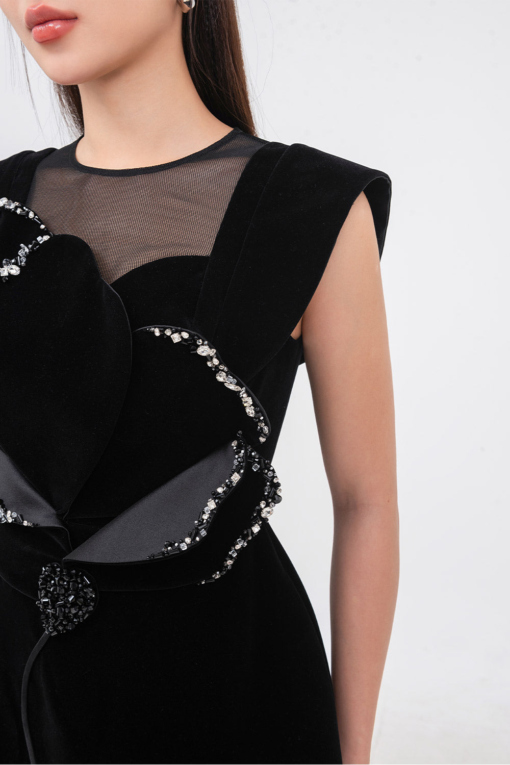 Nora A-line Floral Velvet Midi Dress