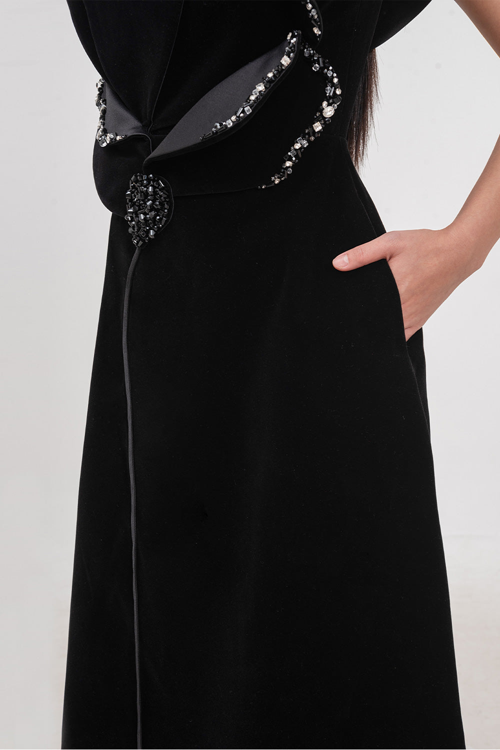 Nora A-line Floral Velvet Midi Dress