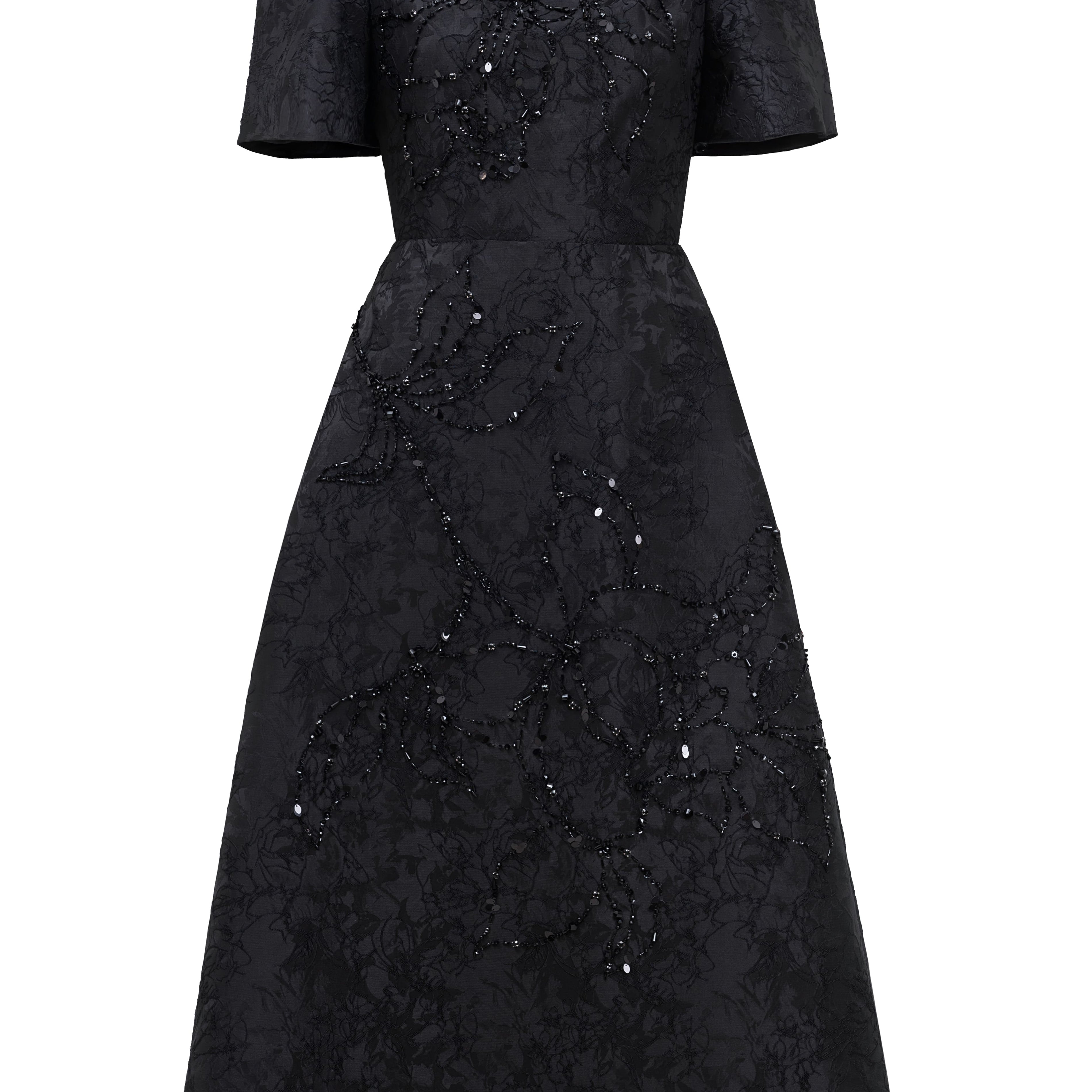 Jewel Embroidery Midi Dress