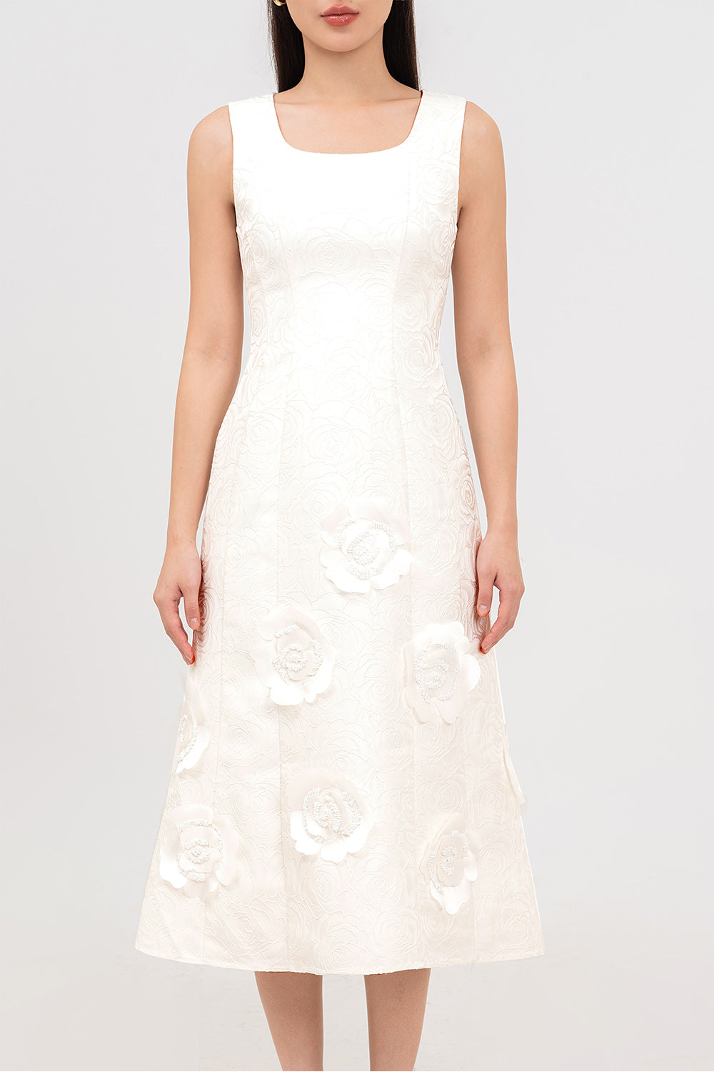 Rosalie A-line Long Sleeved Jacquard Calf Length Set