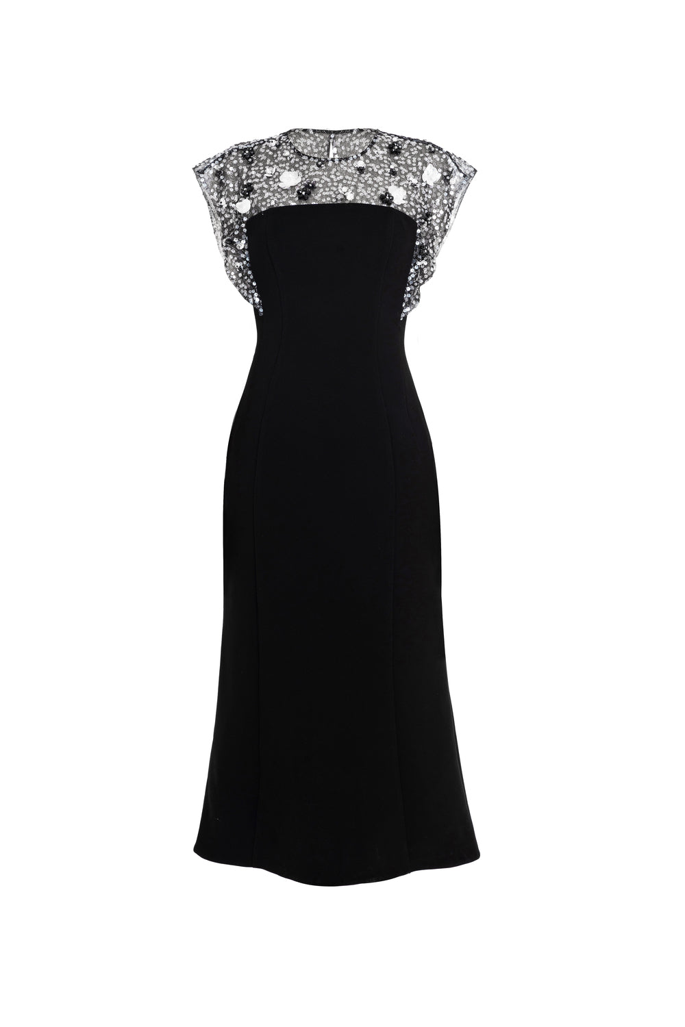 Lyra Mermaid Round Neck Velvet Midi Dress