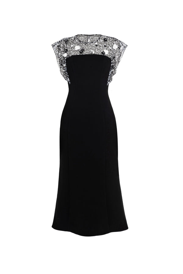 Lyra Mermaid Round Neck Velvet Midi Dress