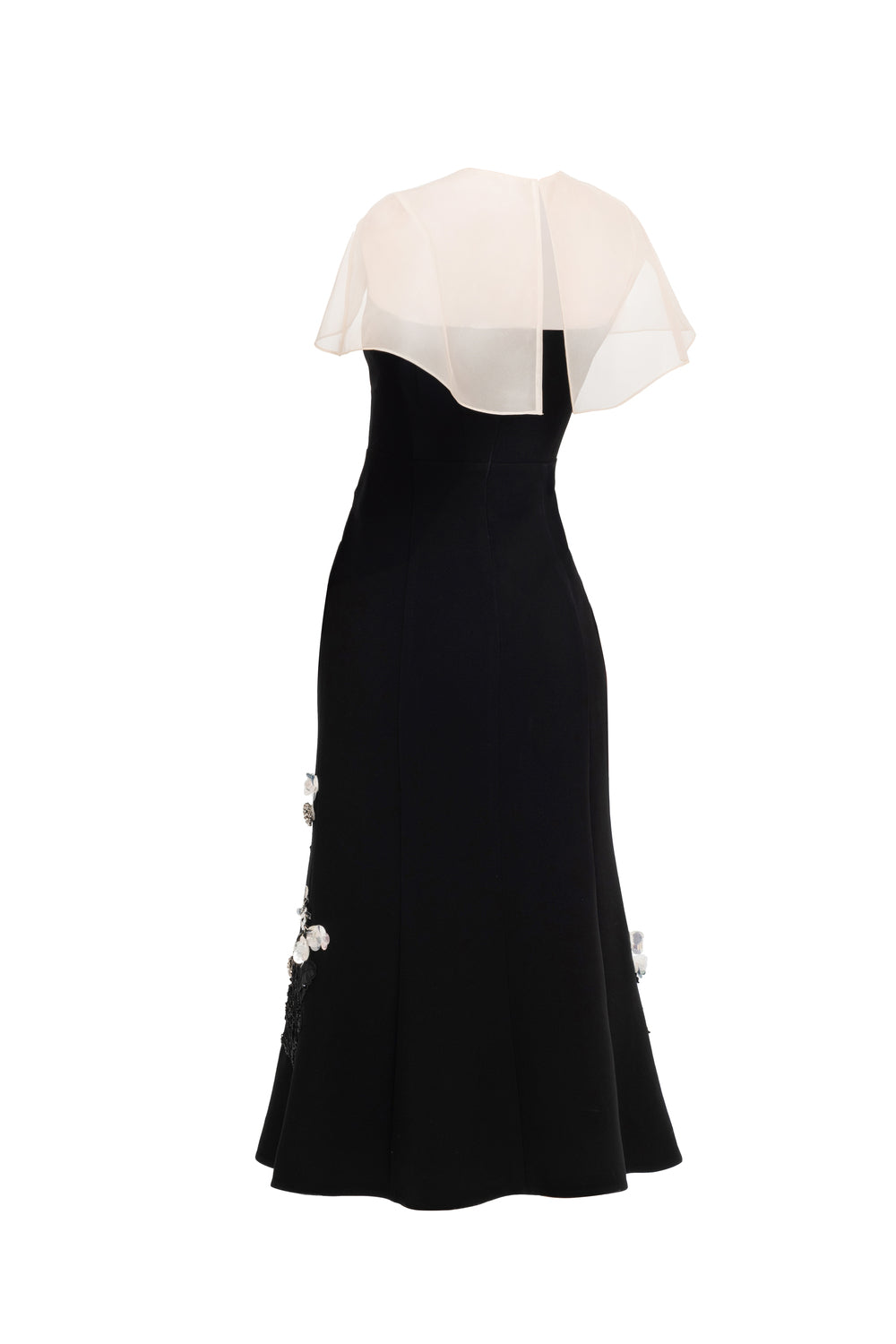 Eclipse Mermaid Cape Shoulder Velvet Midi Dress