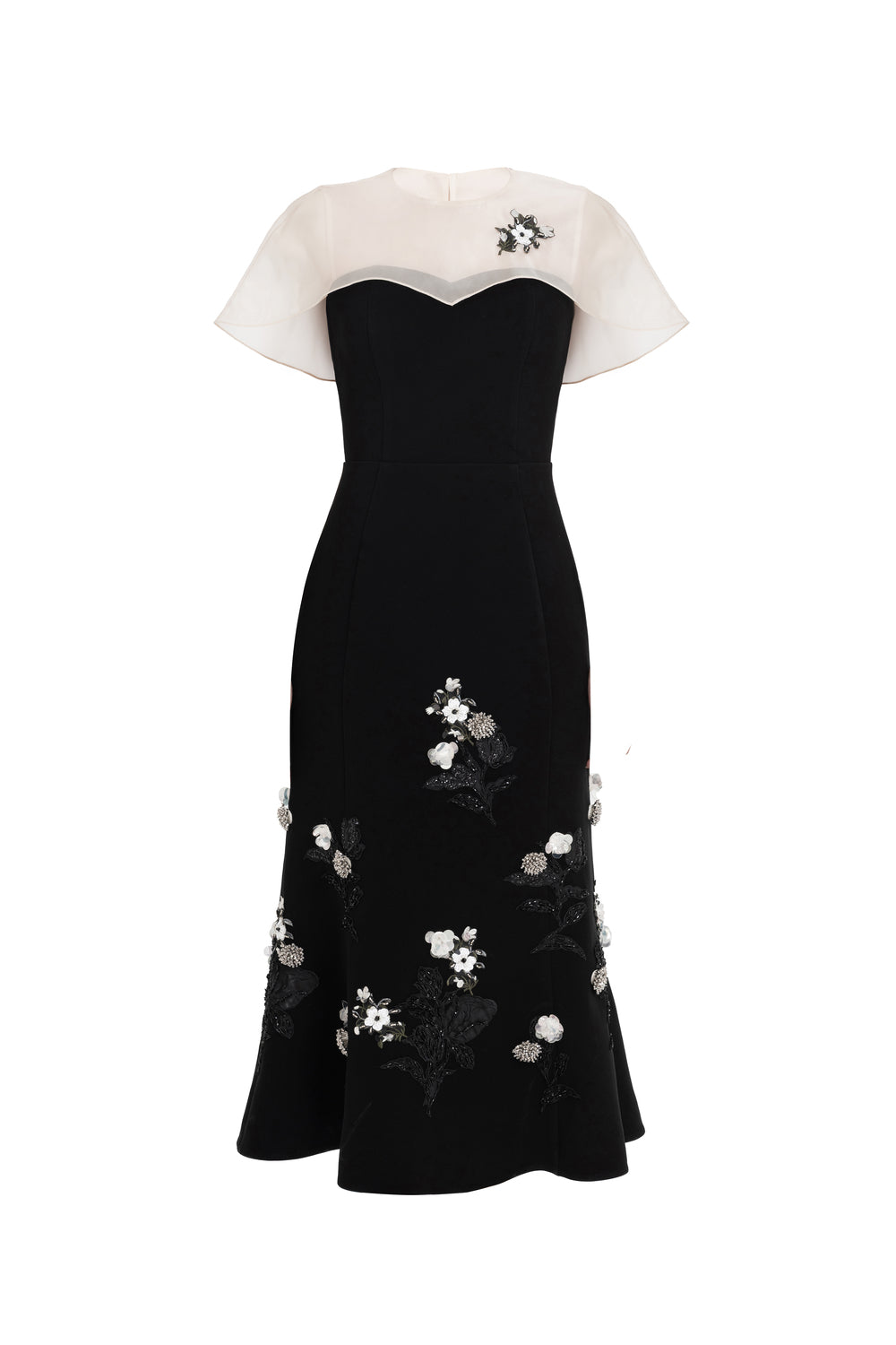 Eclipse Mermaid Cape Shoulder Velvet Midi Dress