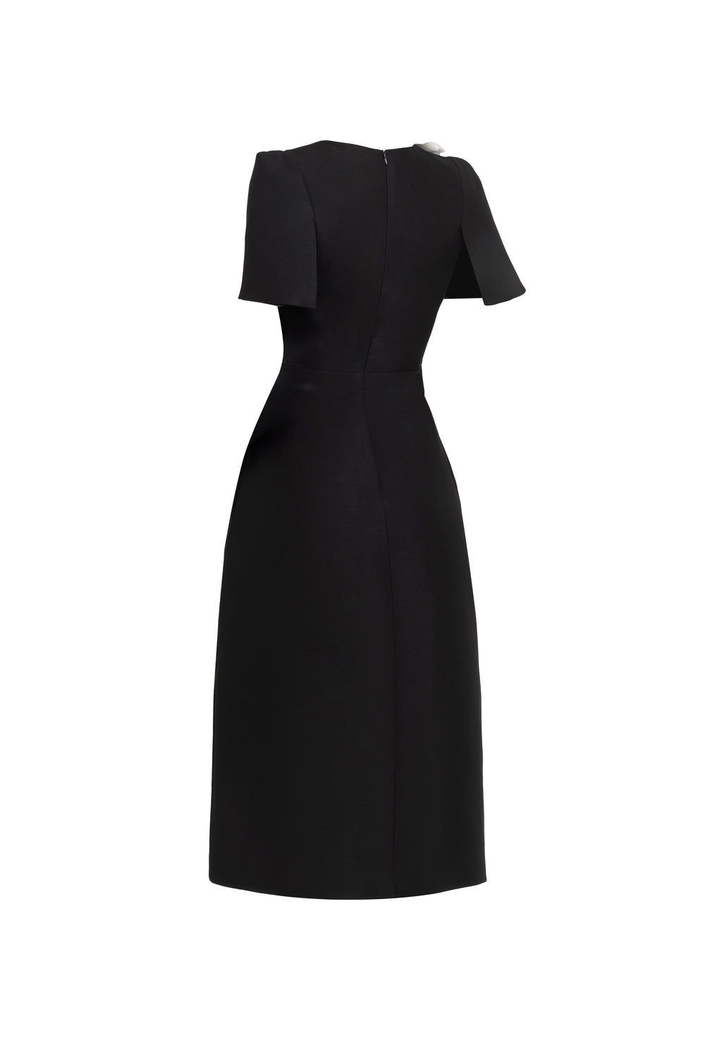 Noir A-line V-Neck Taffeta Midi Dress