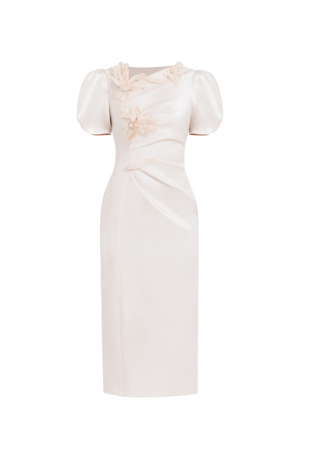 Liora Sheath Asymmetric Neck Jacquard Midi Dress