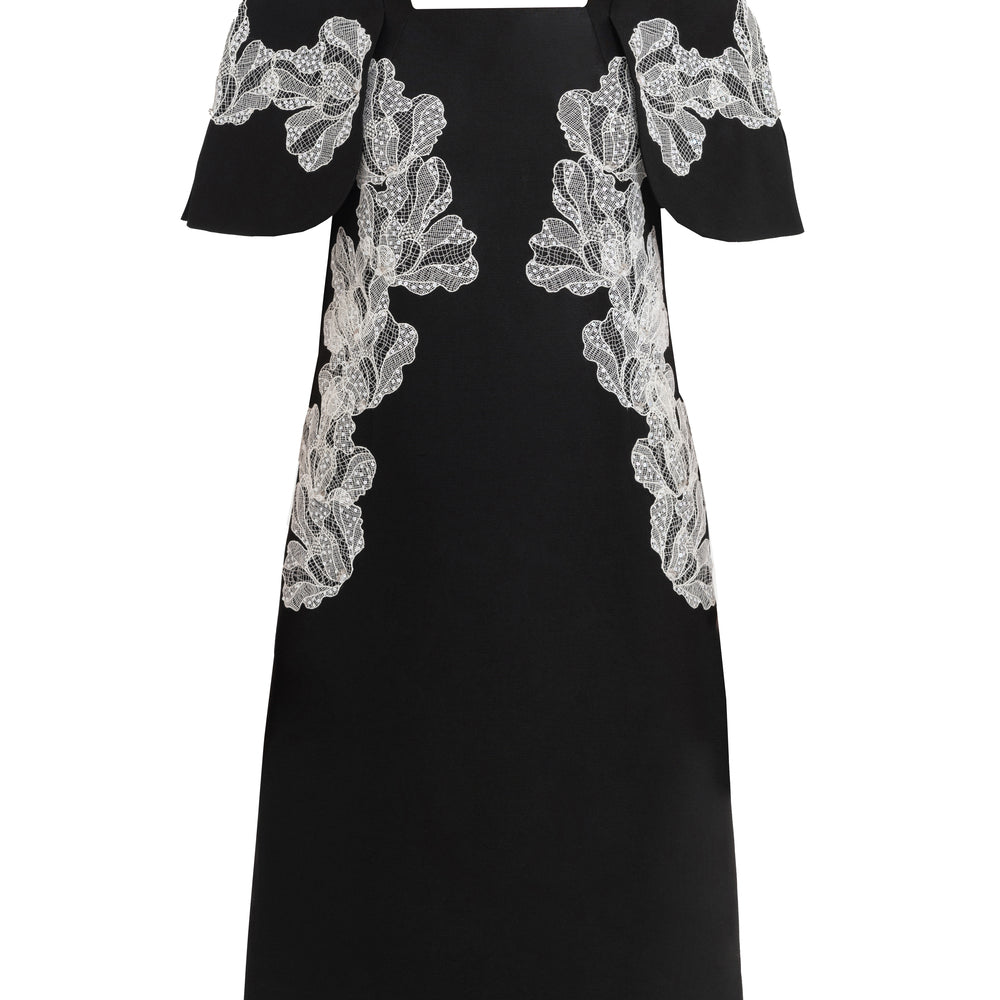 Astrid A-line Square Neck Jacquard Knee-length Dress