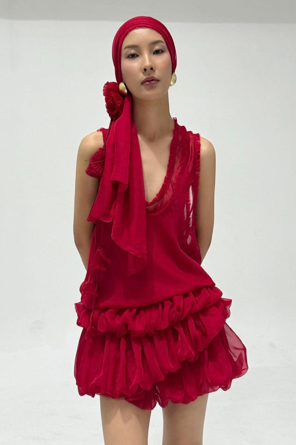 Laelia Bubble Layered Organza Mini Dress