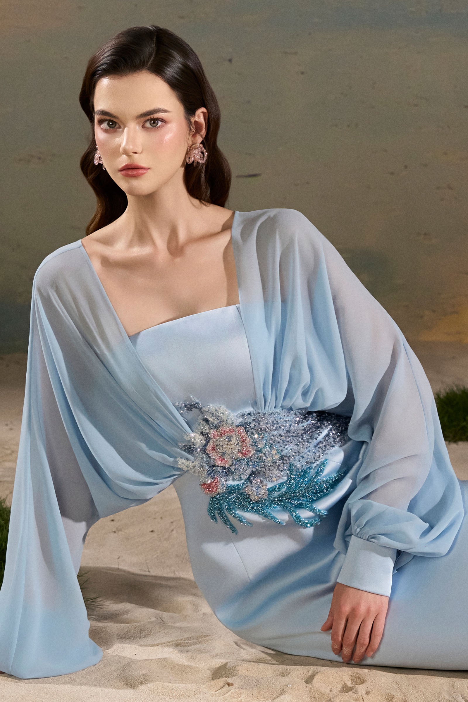 Veya Cuff Sleeve Maxi Dress
