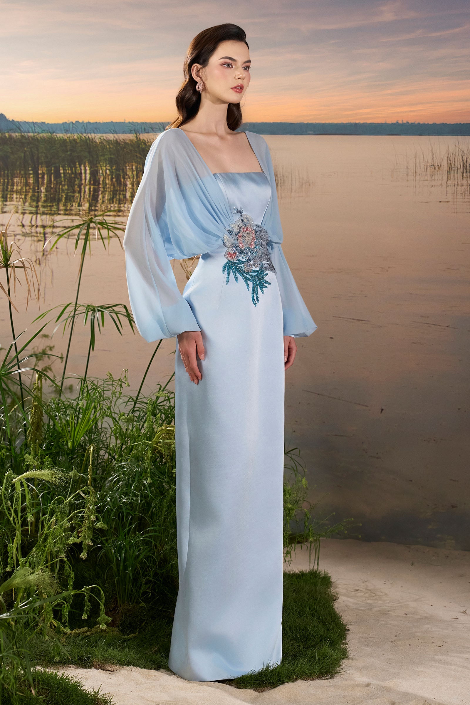 Veya Cuff Sleeve Maxi Dress