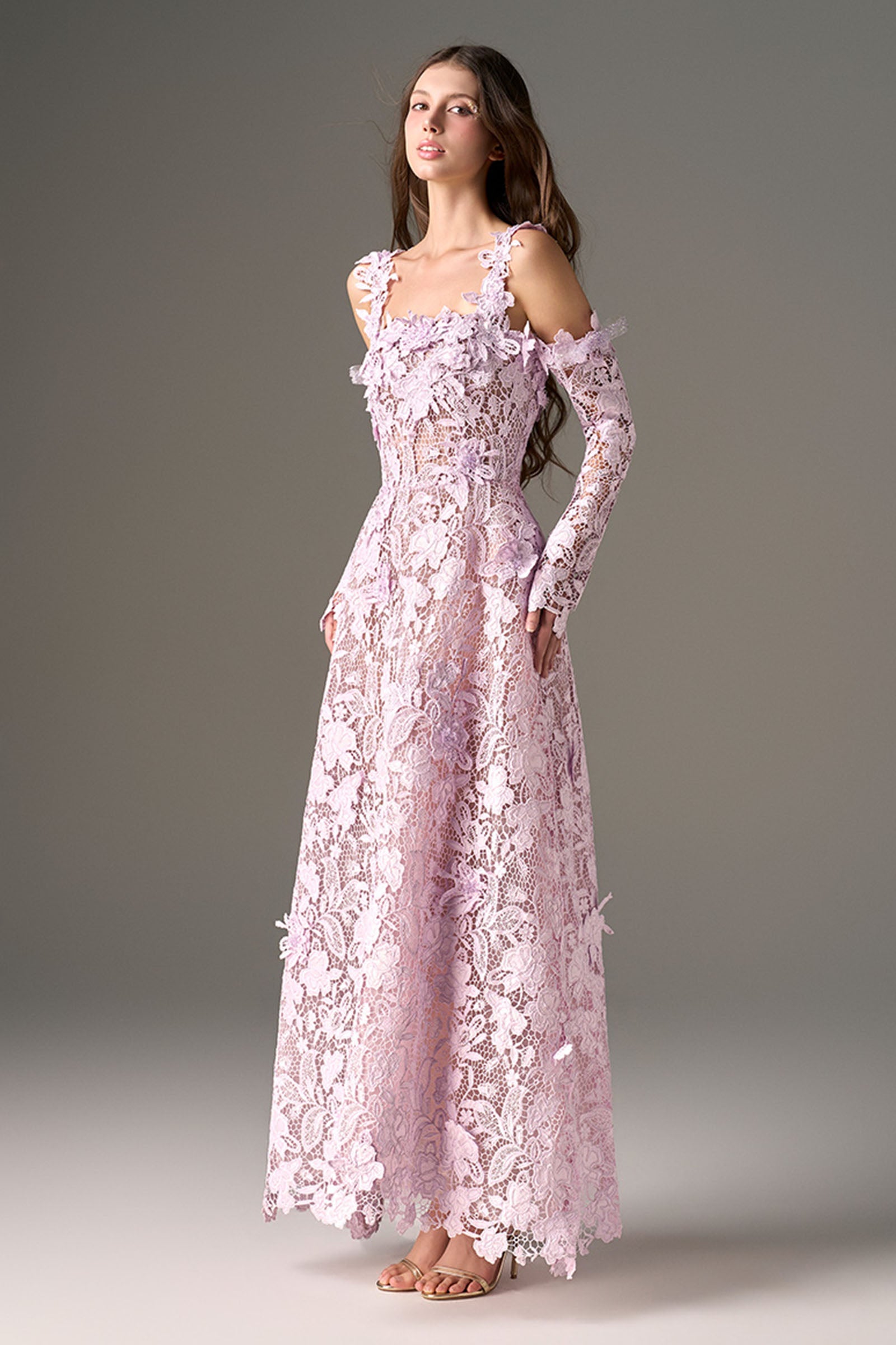 Zina Cold Shoulder Sleeve Maxi Dress