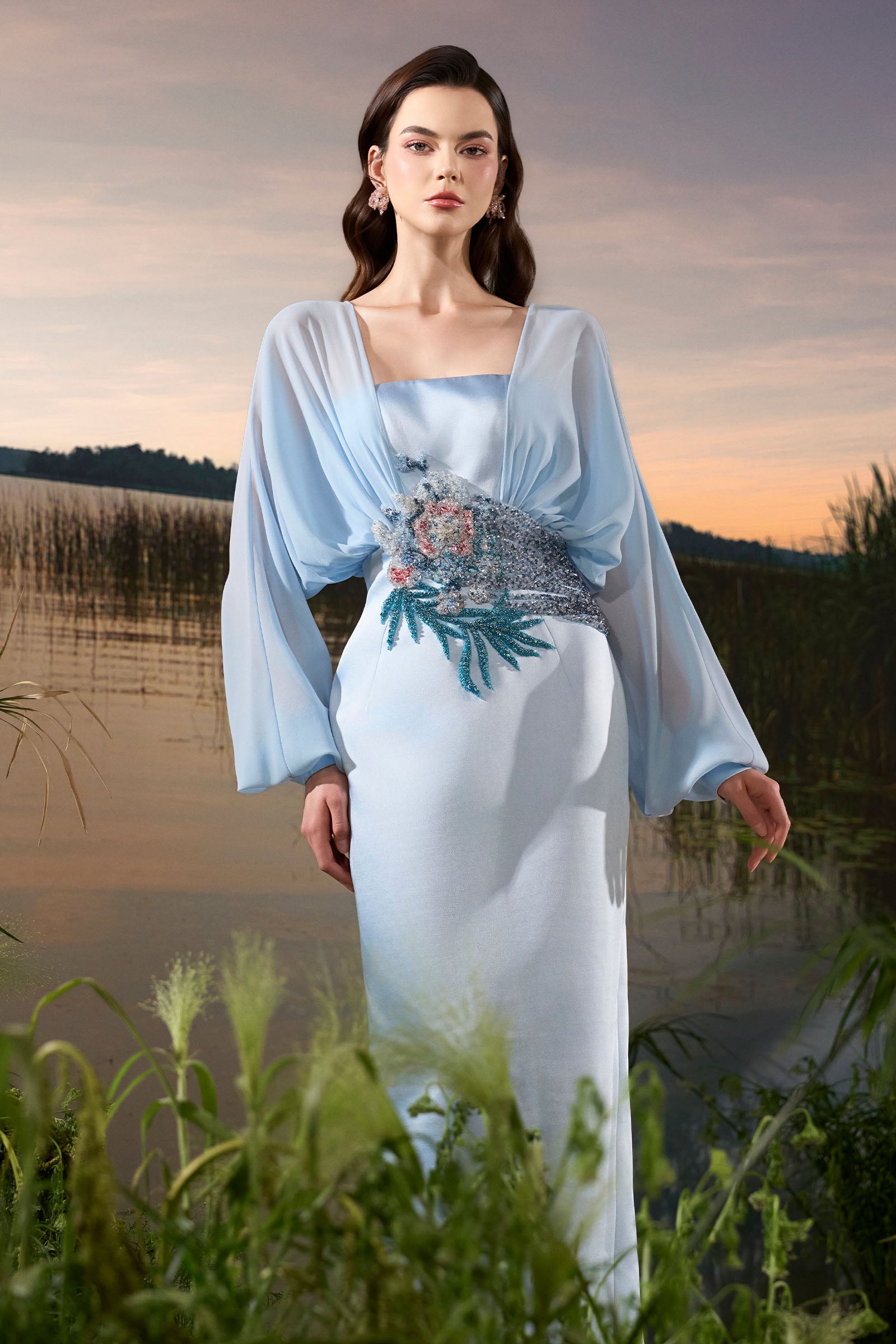 Veya Cuff Sleeve Maxi Dress