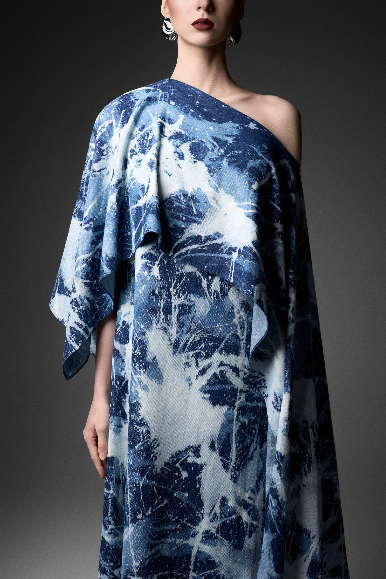 Lisière Asymmetric Neck Maxi Dress