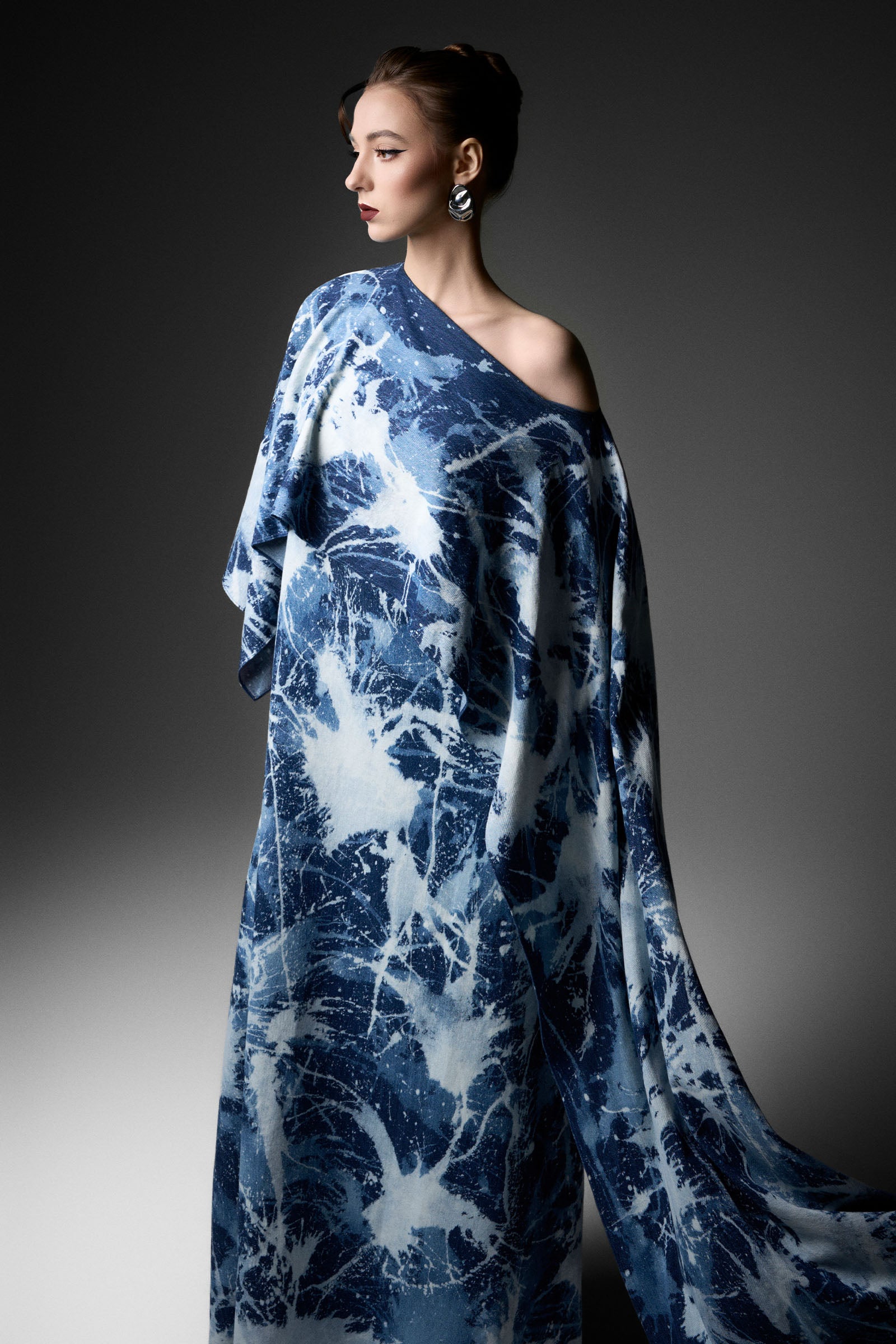 Lisière Asymmetric Neck Maxi Dress