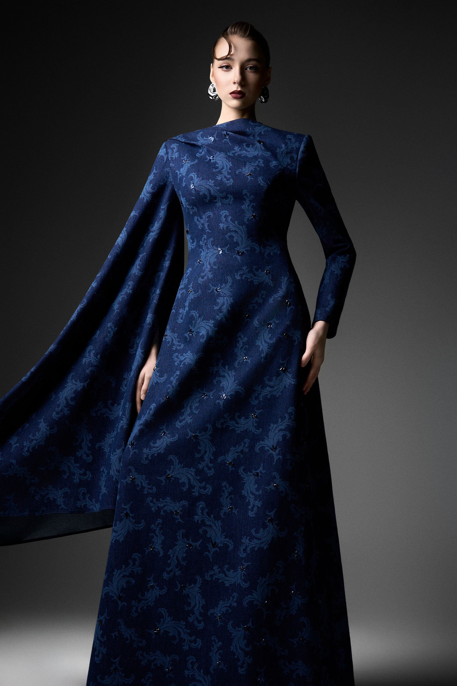 Lointain Cape Sleeve Maxi Dress
