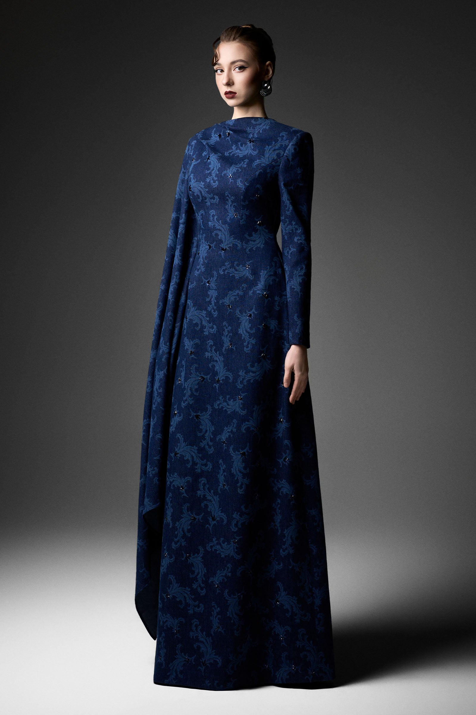 Lointain Cape Sleeve Maxi Dress