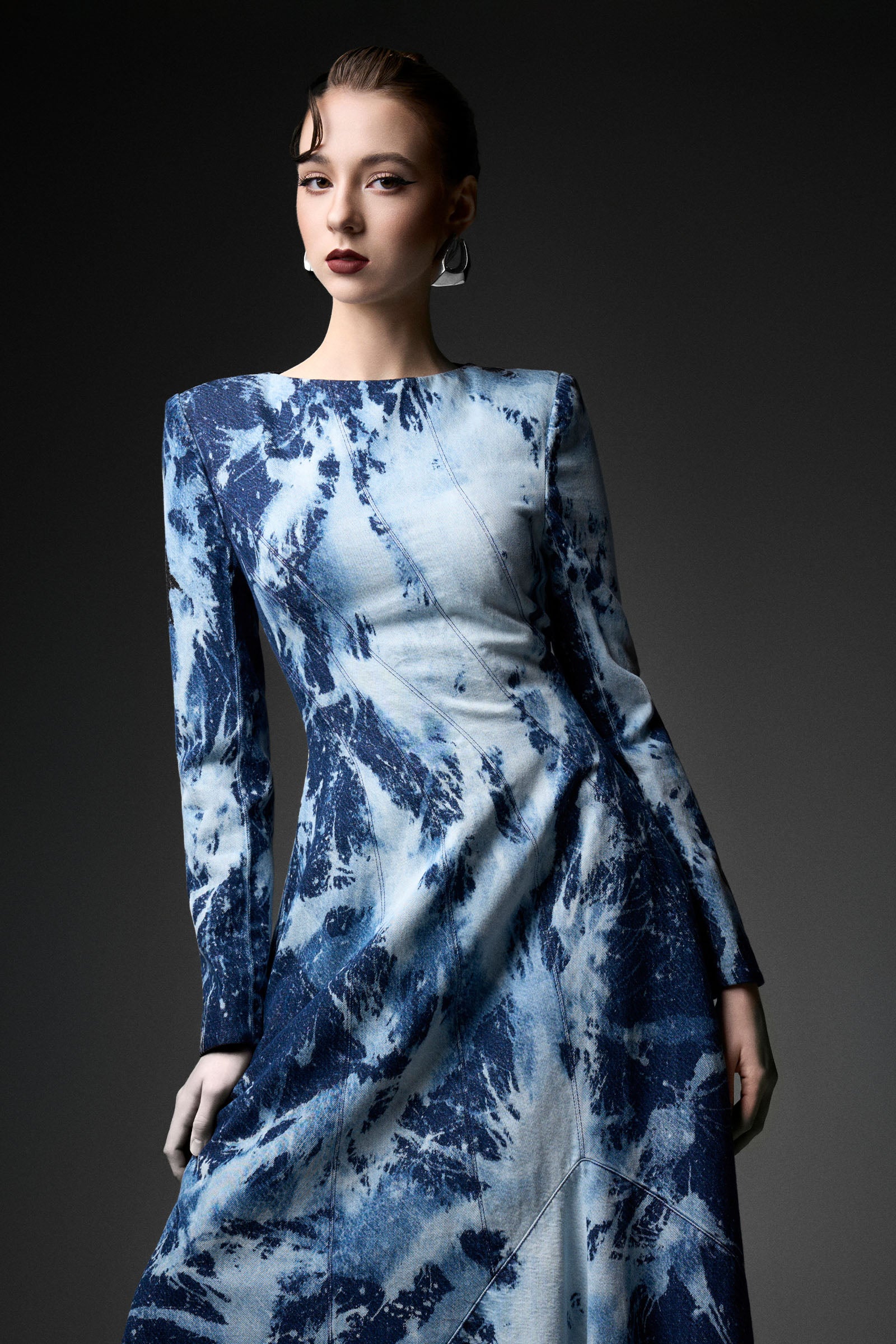 Lucent Asymmetric Midi Dress