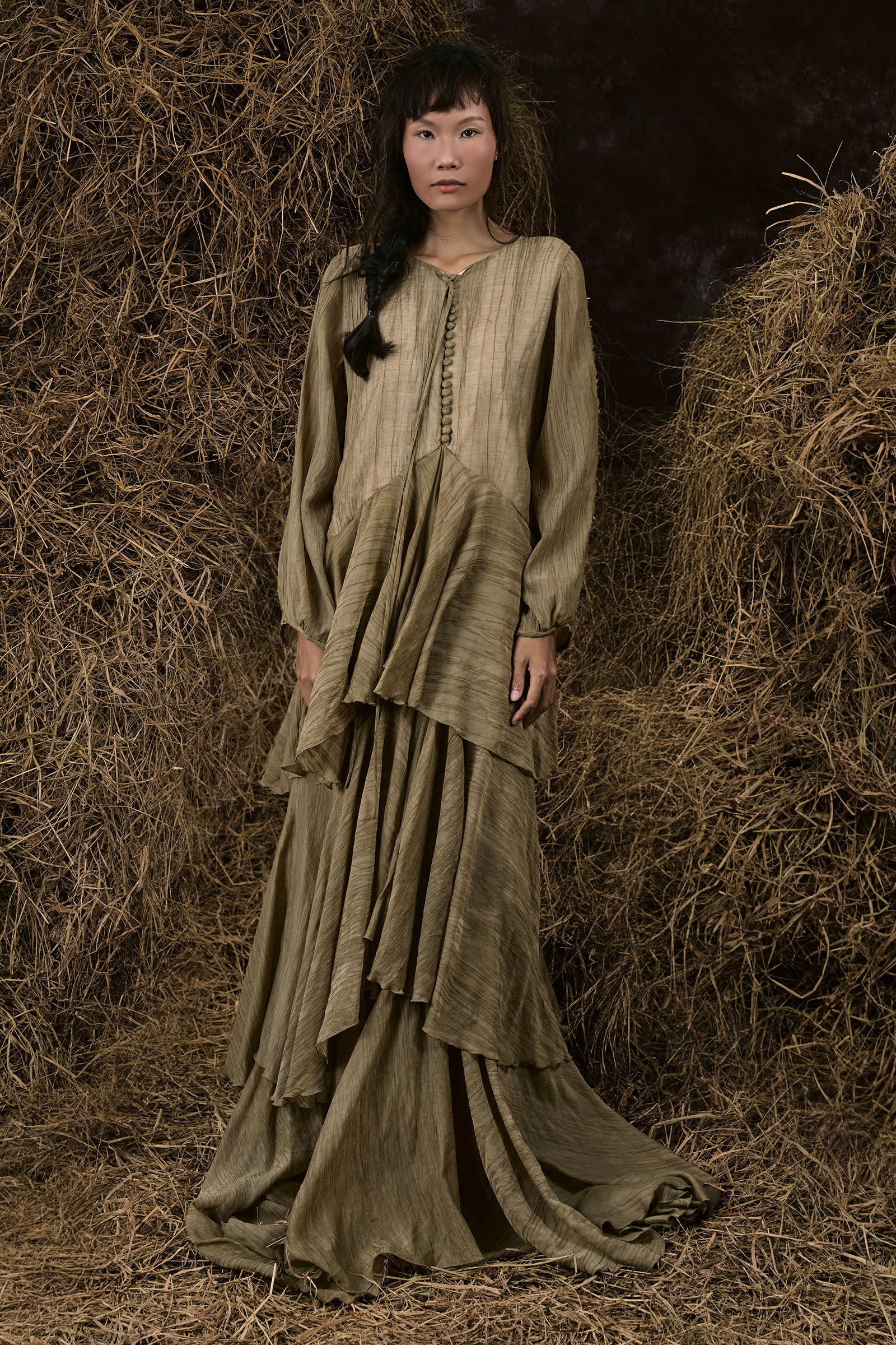 Com Moi Draped Maxi Dress