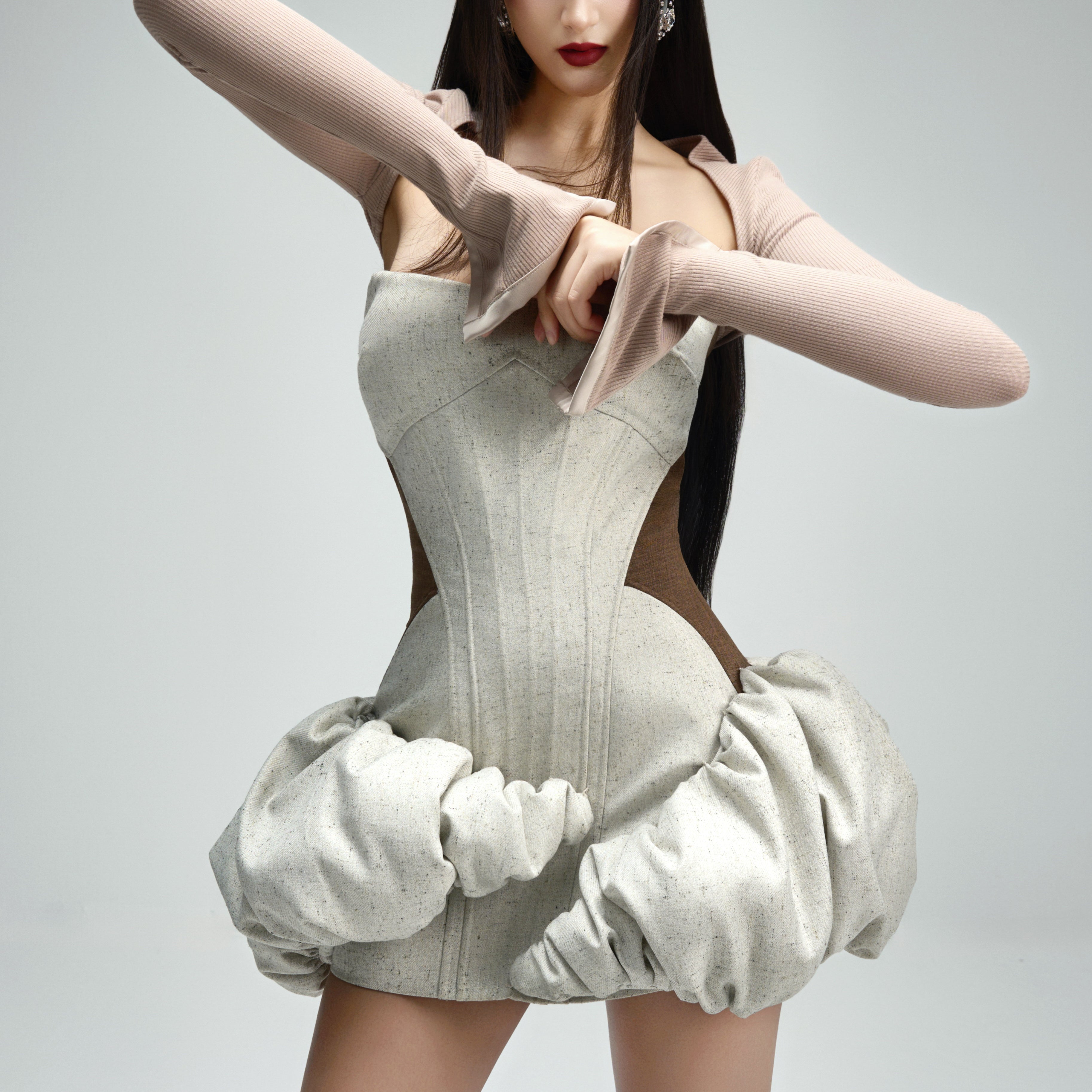 Ballet Bodycon Long Sleeved Corduroy Crop Top