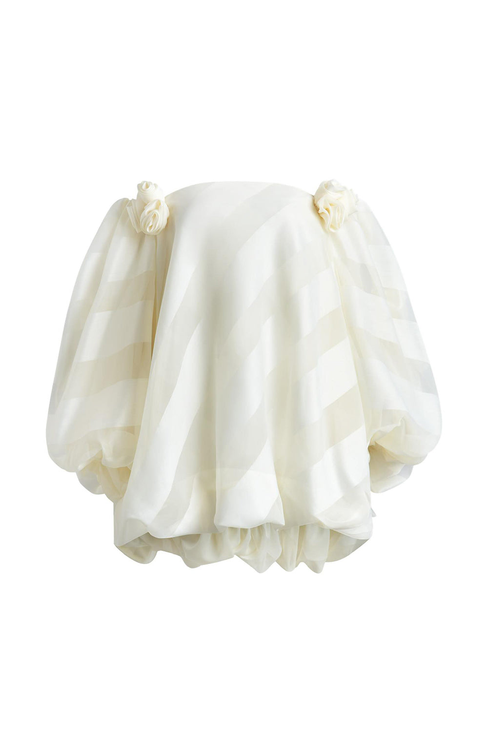 Jovie Trapezoid Puffy Sleeved Organza Voile Top
