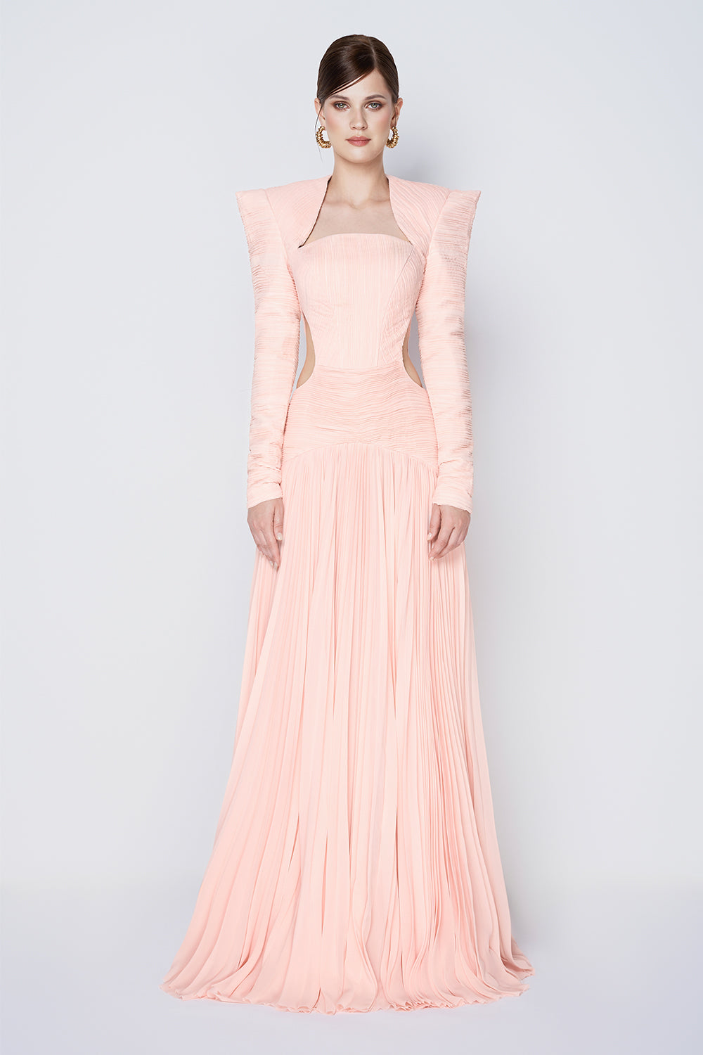pink celestial dress Blush Pink Fringe Prom Dress: Beaded Celestial Gown