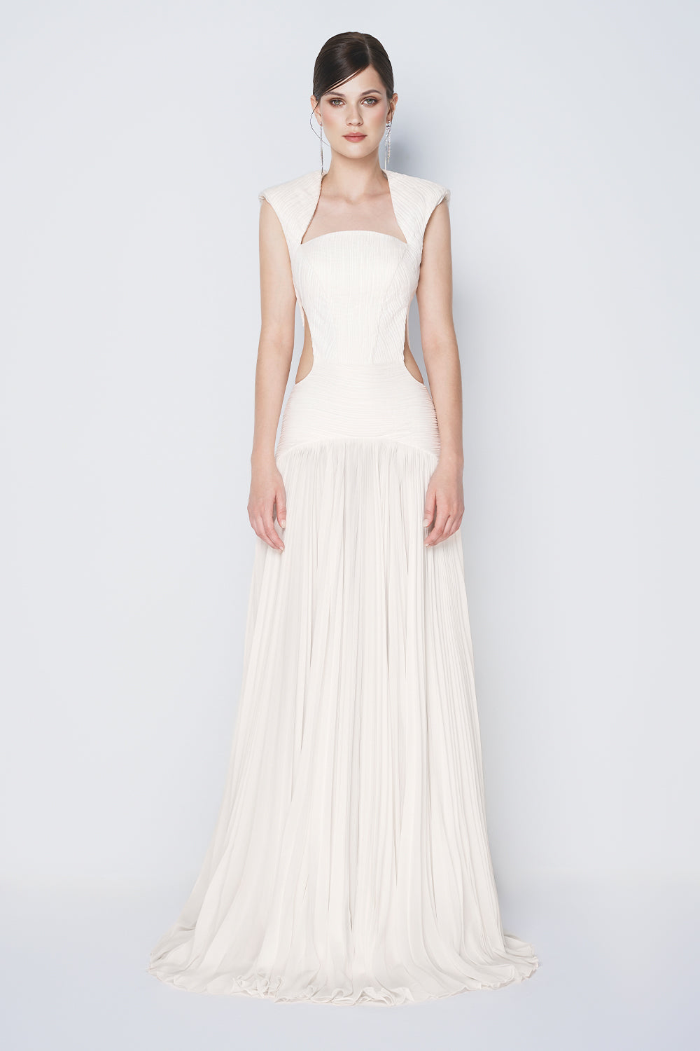 Ocean Bloom Drop Waist Cut-Out Chiffon Floor Length Dress