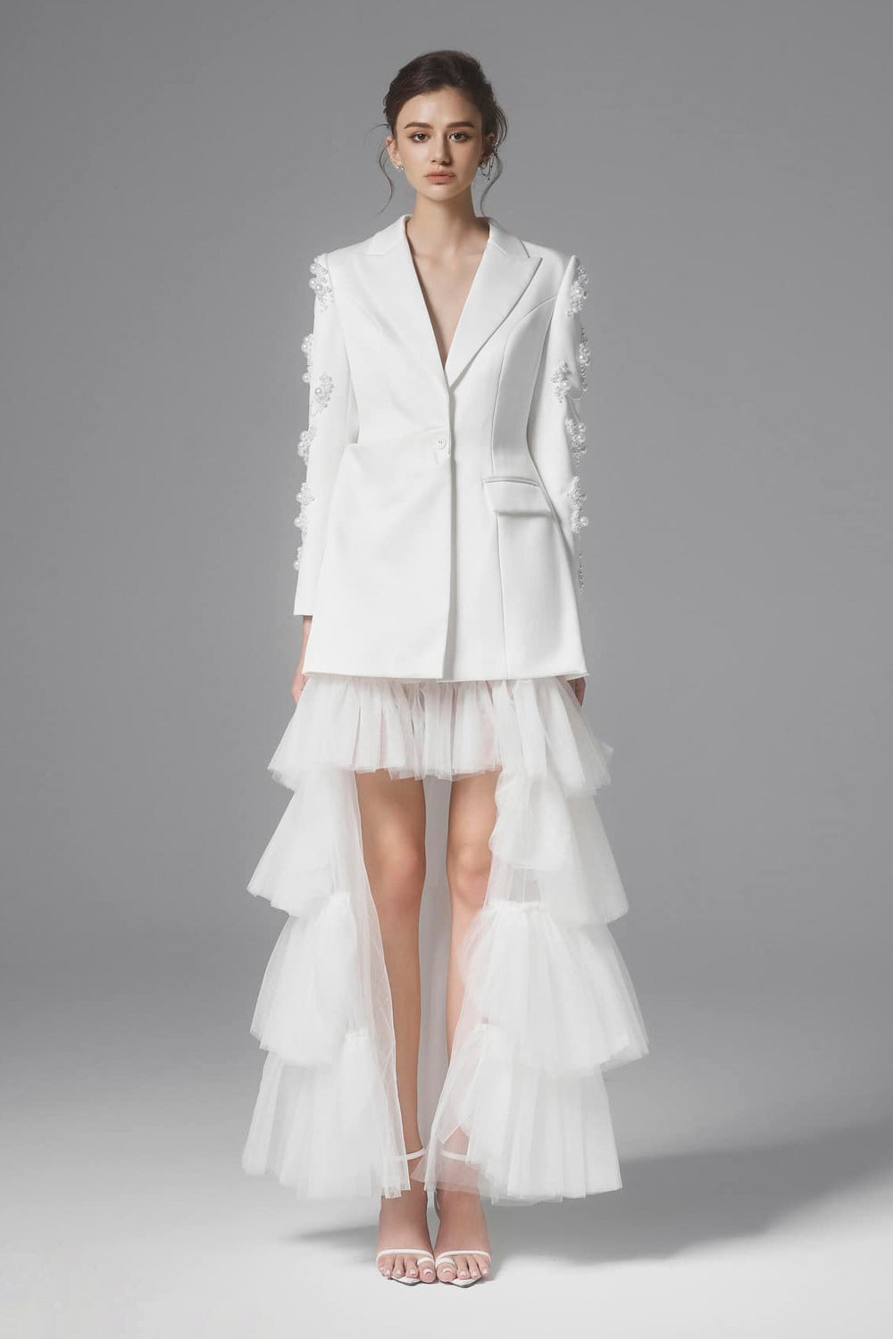 Castle Asymmetric Layered Tulle High-low Skirt