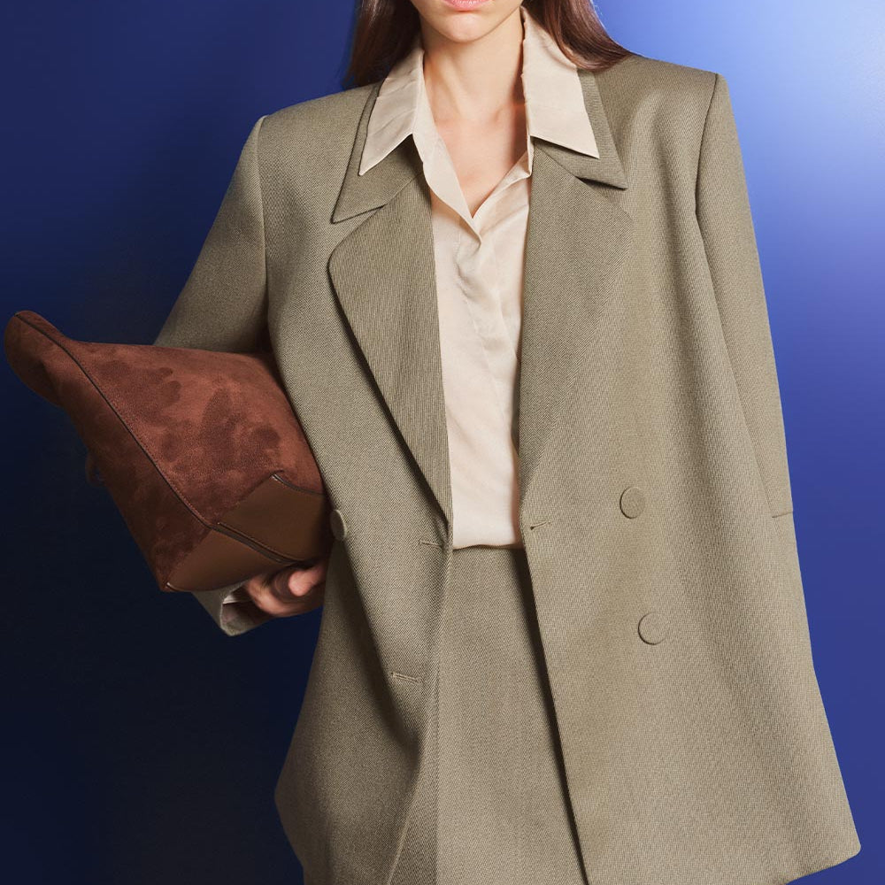 Colby Straight Double Breasted Tweed Blazer