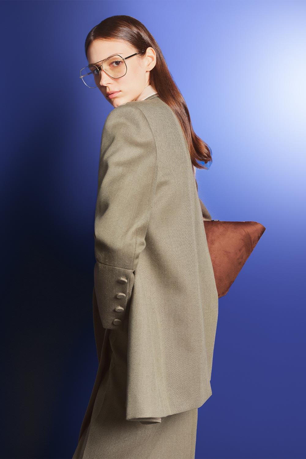 Colby Tulip Front Slit Tweed Midi Skirt