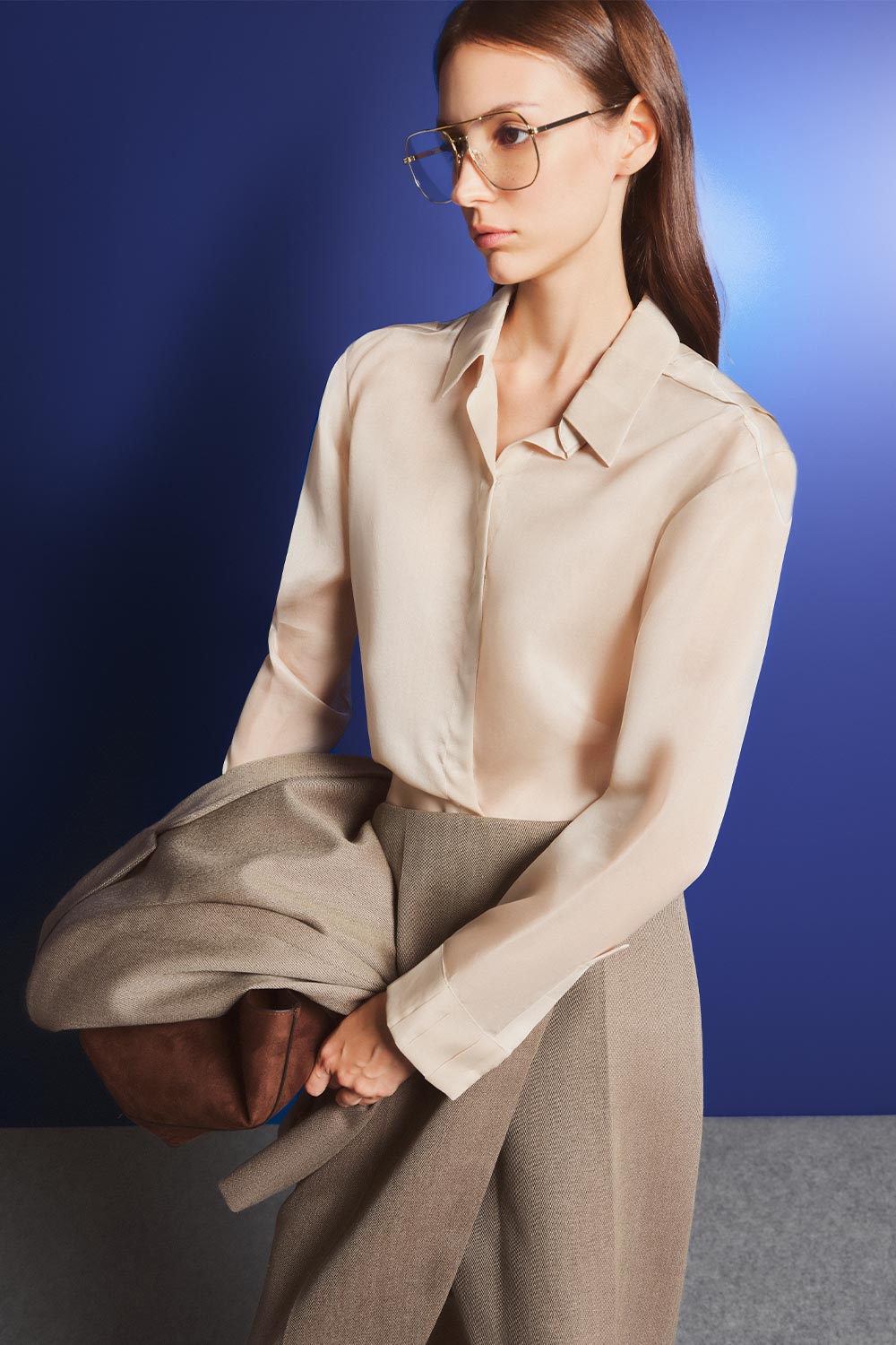 Colby Straight Collared Neck Organza Shirt