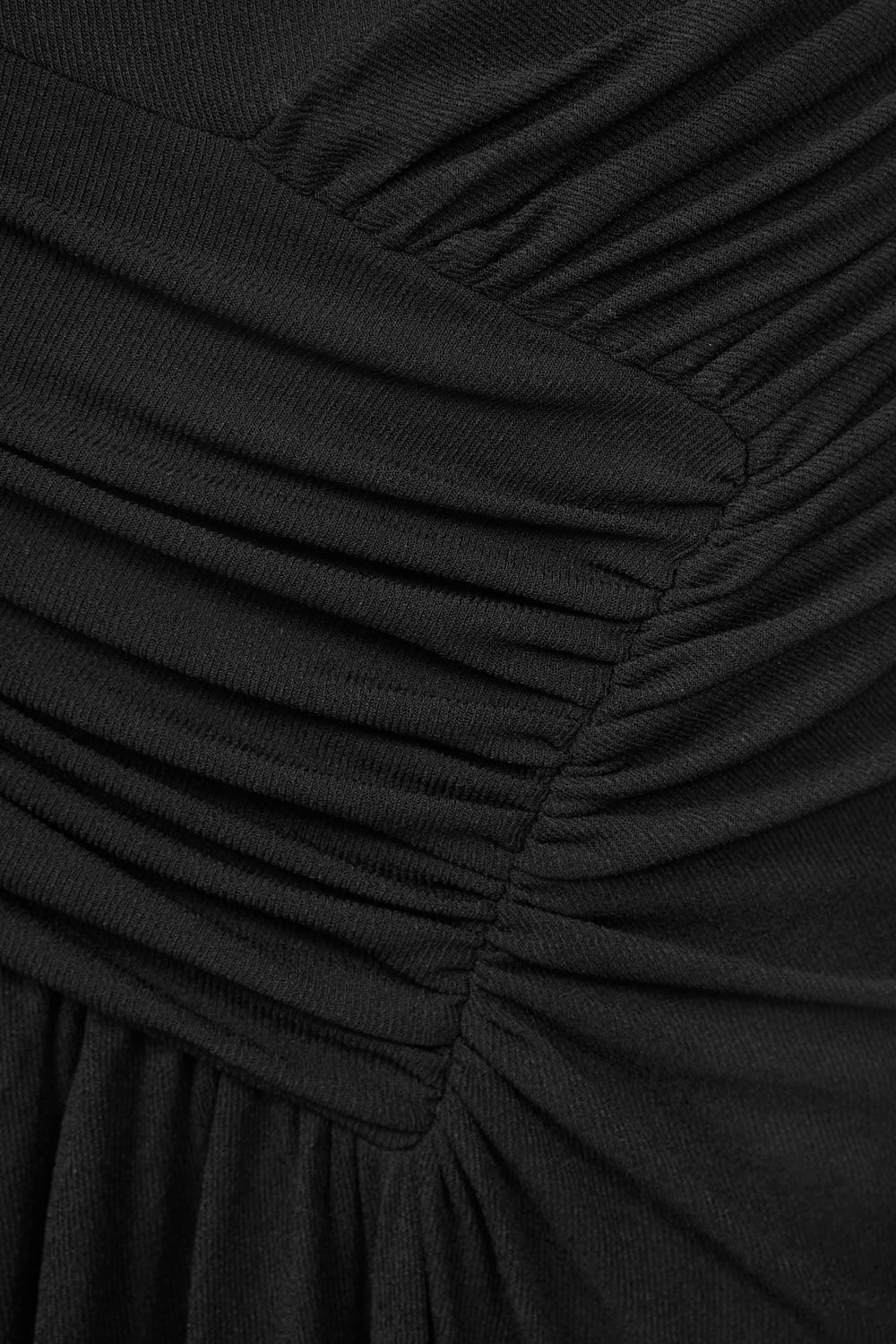 Minerva A-line Gathered Rib Knit Ankle Length Dress