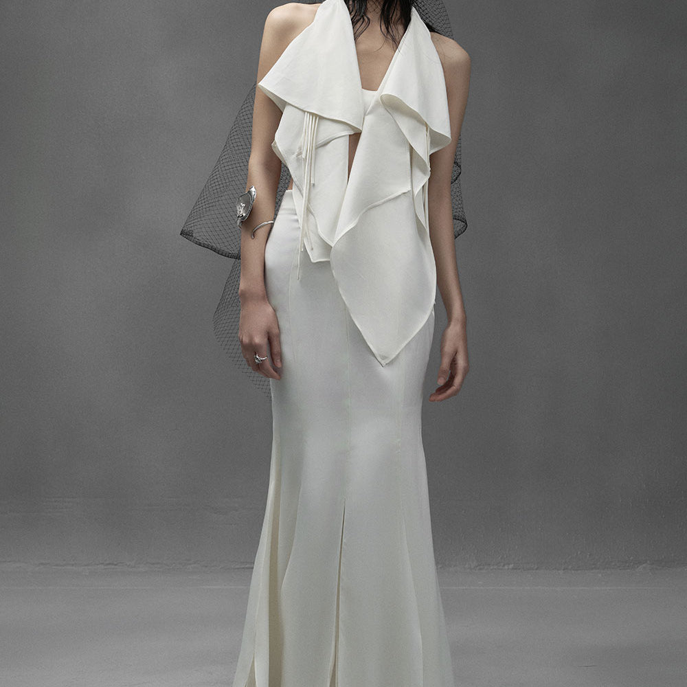 Goby Trumpet Side Slit Silk Maxi Skirt