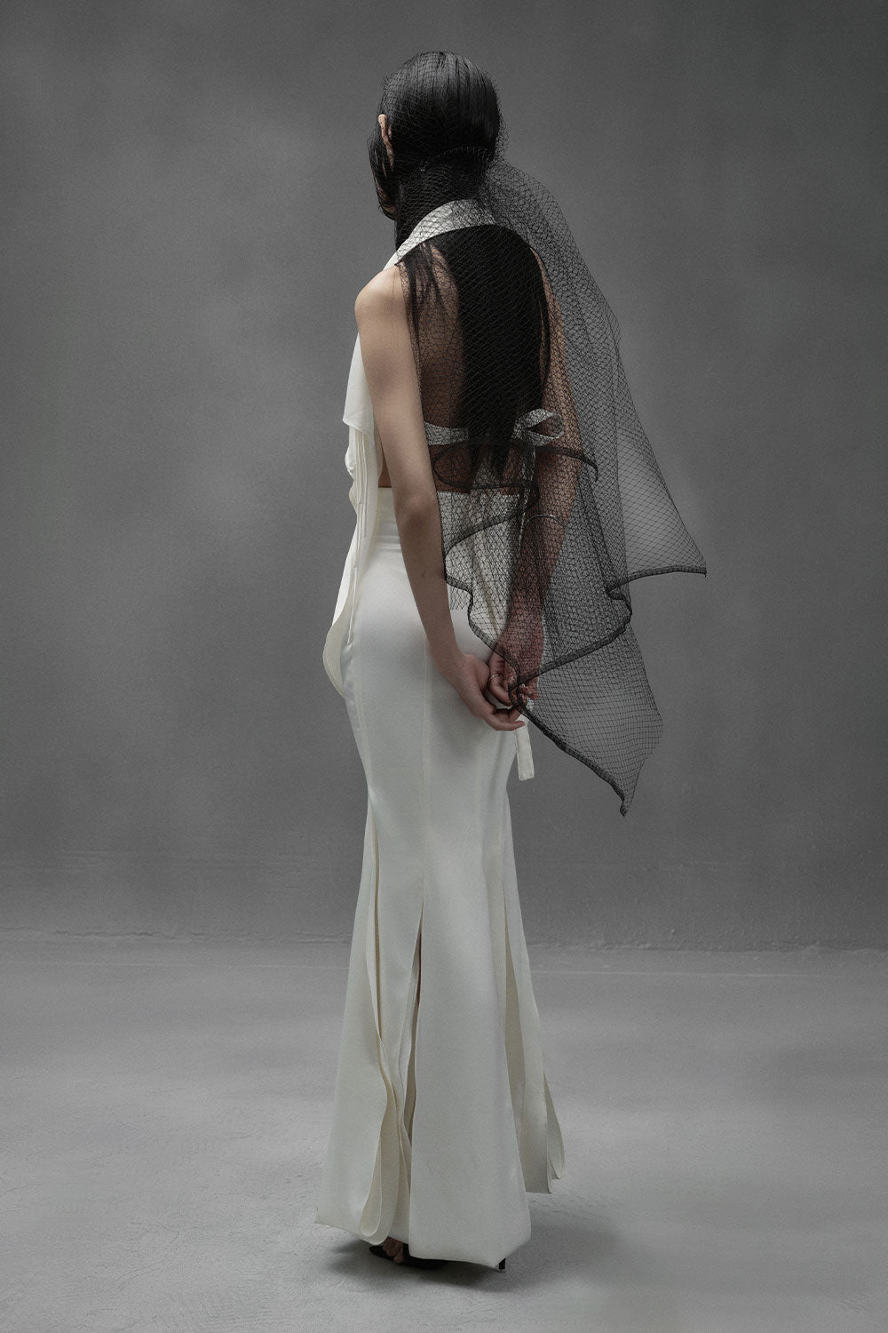 Goby Trumpet Side Slit Silk Maxi Skirt