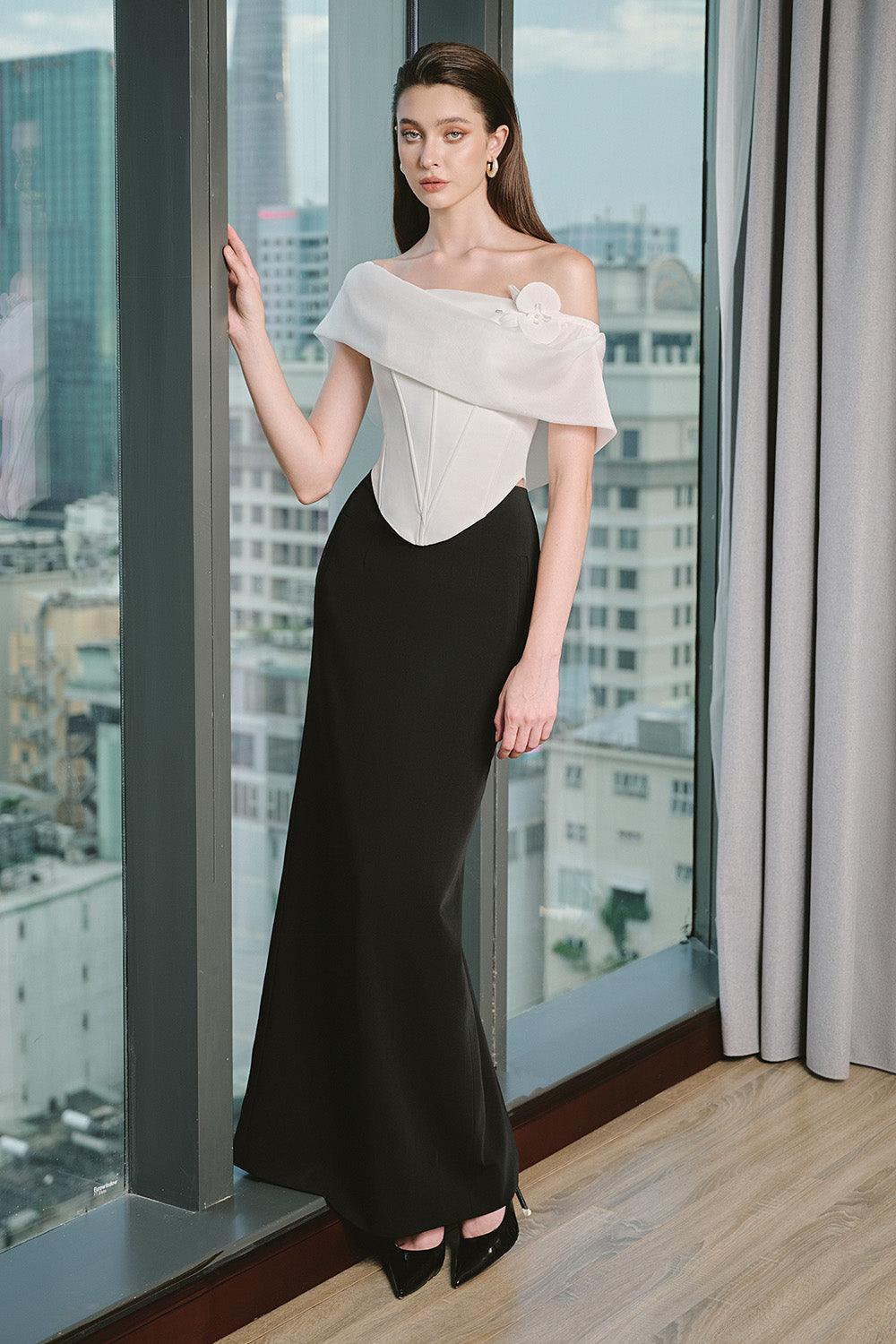 iRENE Tuxedo Maxi Skirt/ロングスカート Women's Irene Straight Back Slit Twill Ankle Length Skirt S/M/L