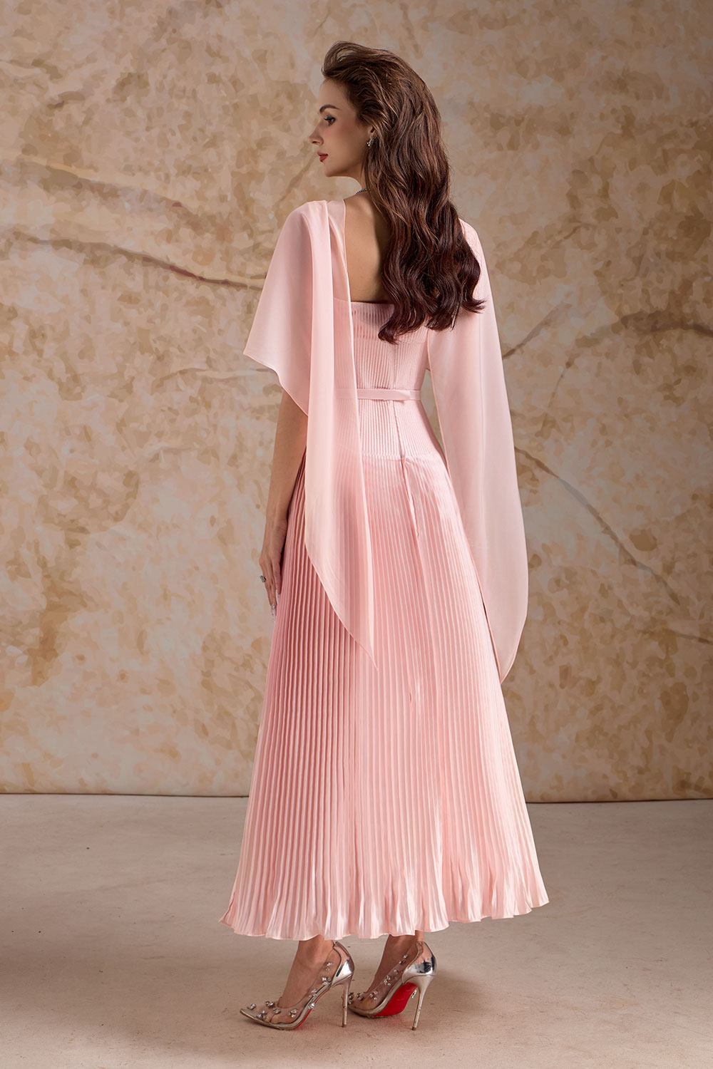 poly organza dress Two-Toned Pleated Organza Gown Sandy
