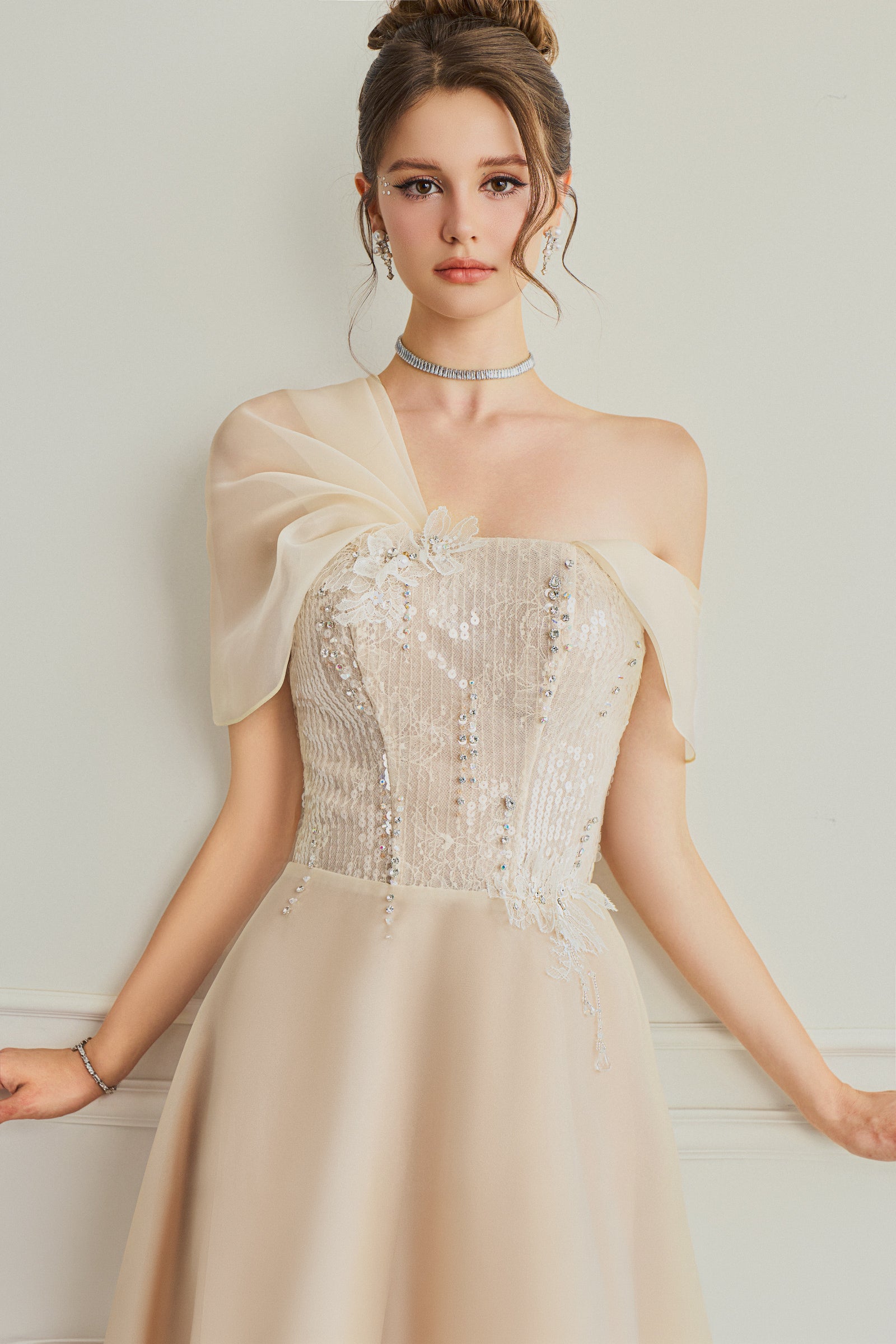 Eloise Asymmetric Neck Midi Dress