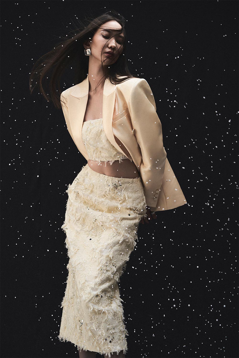 Farley Bodycon Back Zipper Taffeta Crop Top