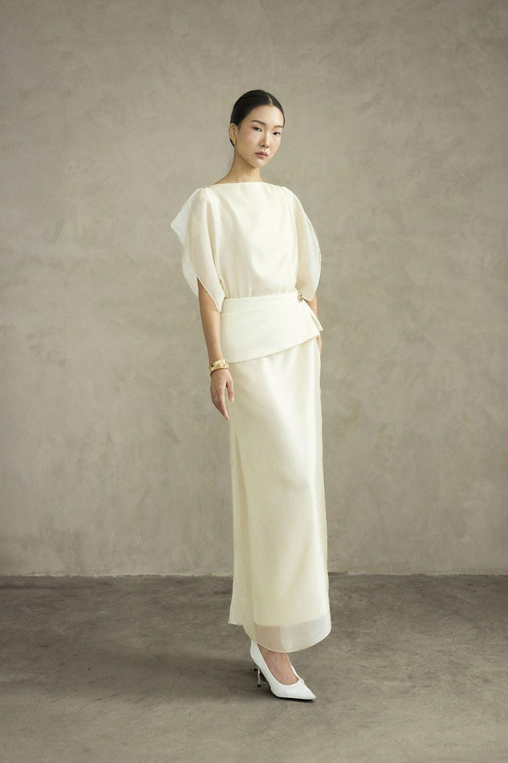 Farida Straight Side Slit Silk Ankle Length Dress - MEAN BLVD