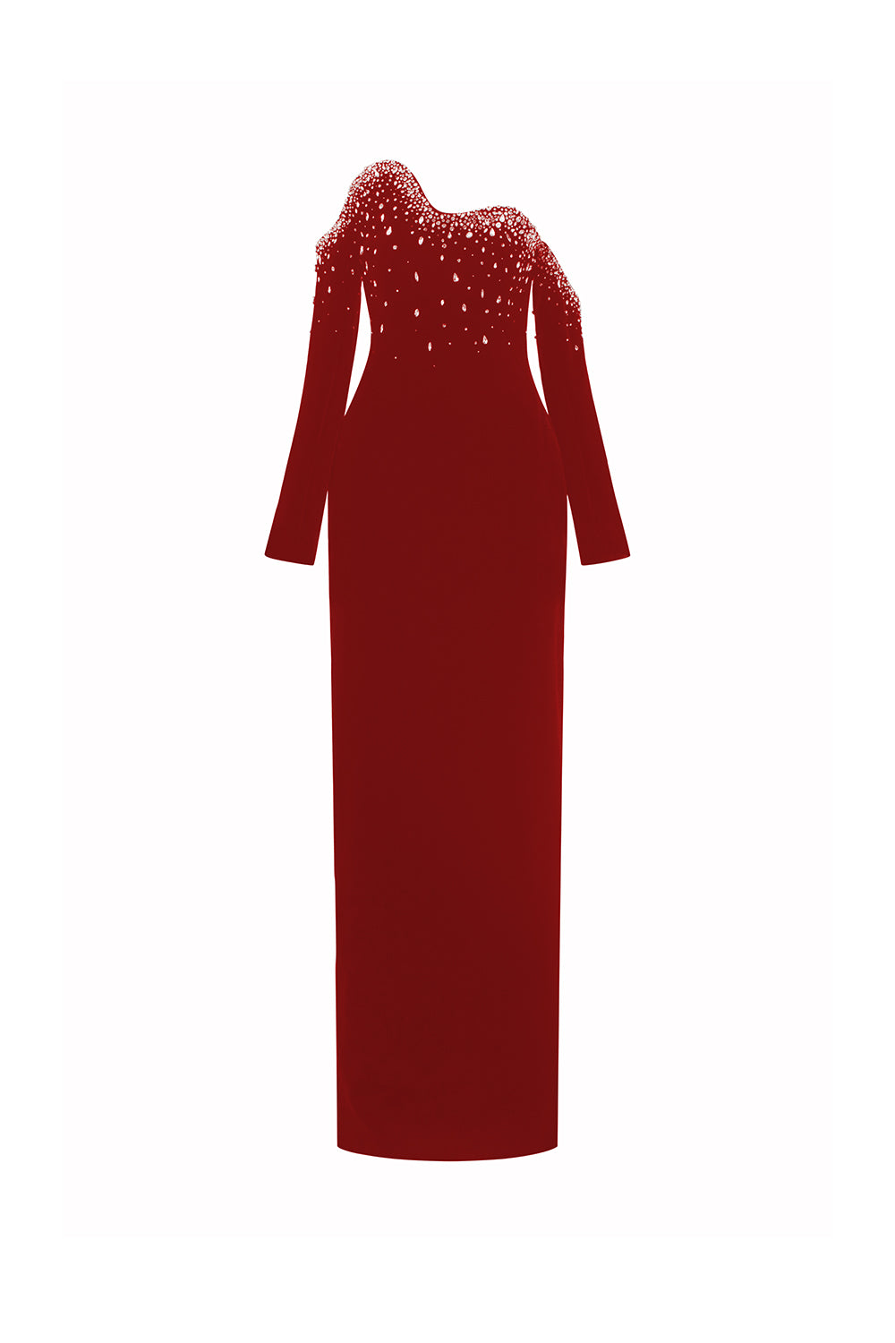 Lucero Sheath Asymmetric Neck Velvet Floor Length Dress
