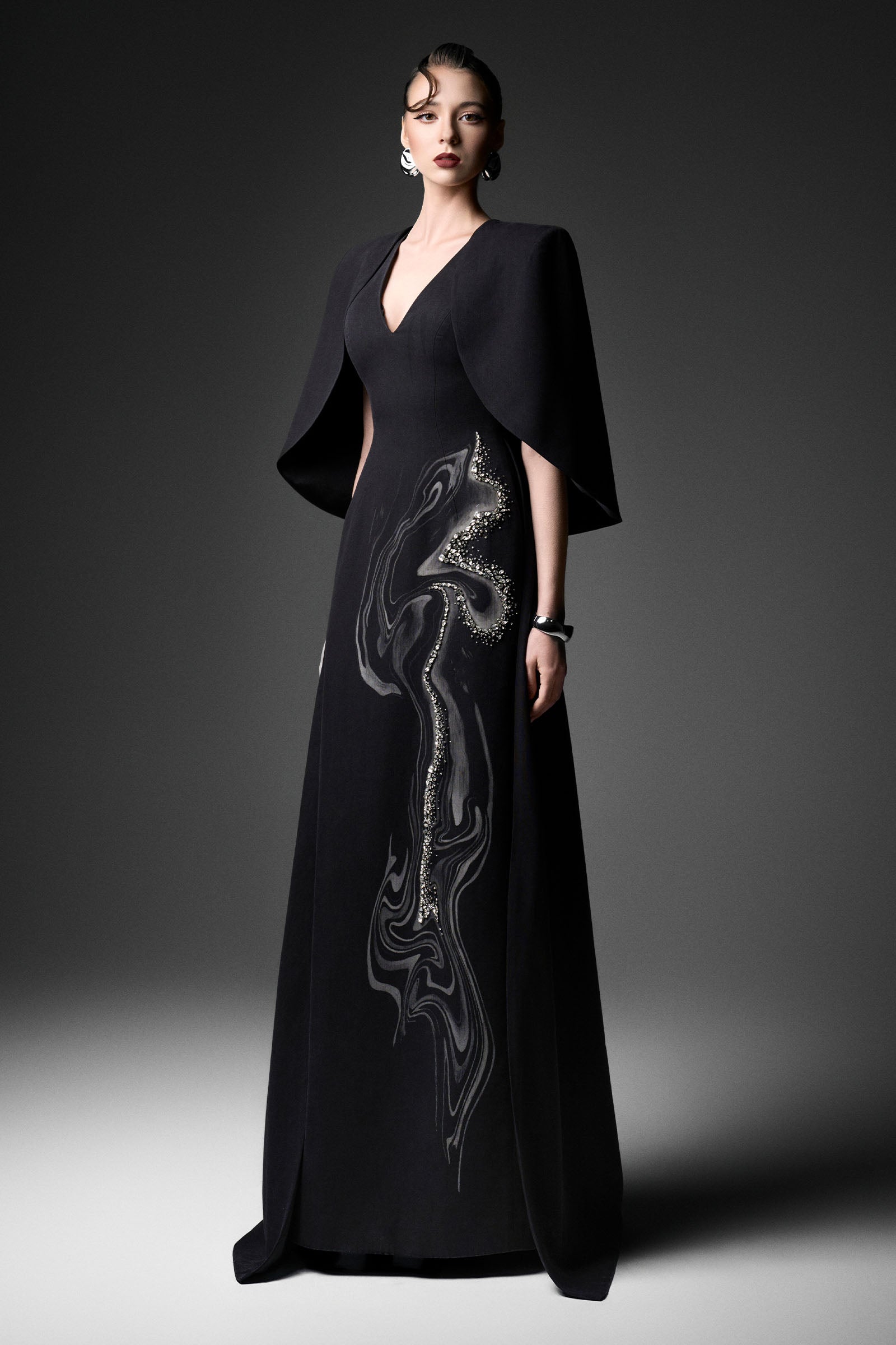 Aether Cape Sleeve Maxi Dress
