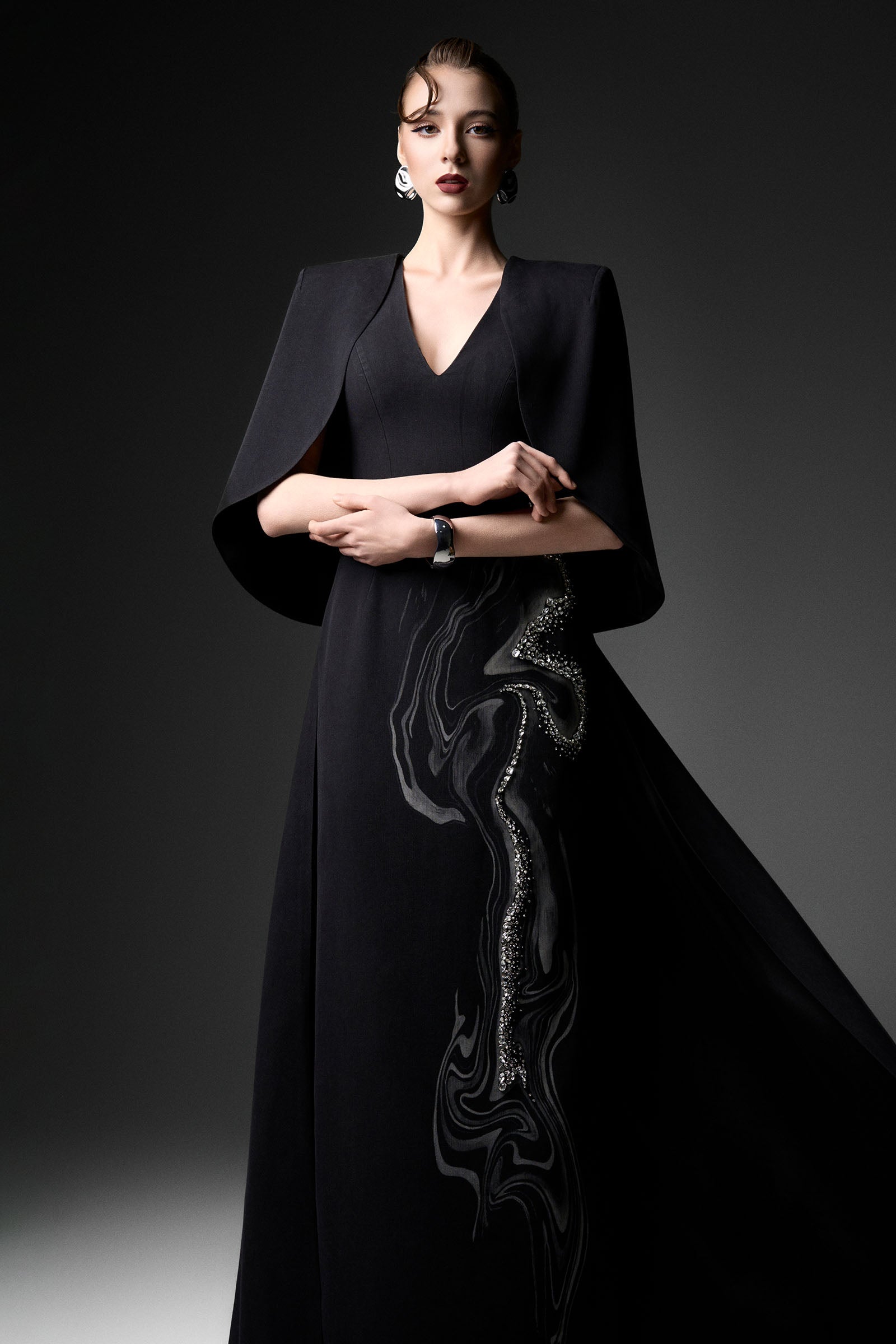 Aether Cape Sleeve Maxi Dress