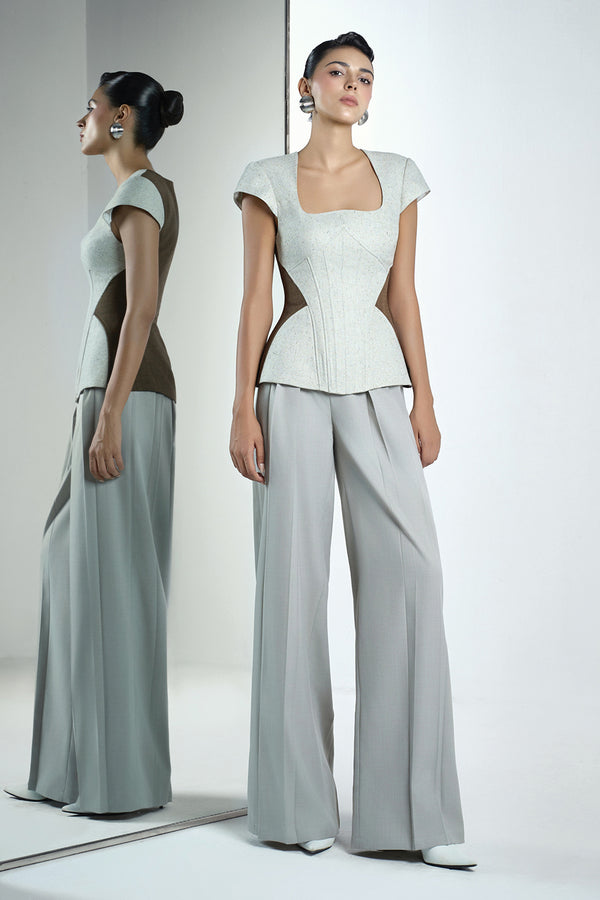 Vie Straight Draped Twill Floor Length Pants