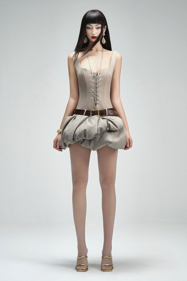 Lorelai Bubble Halter Neck Felt Mini Dress