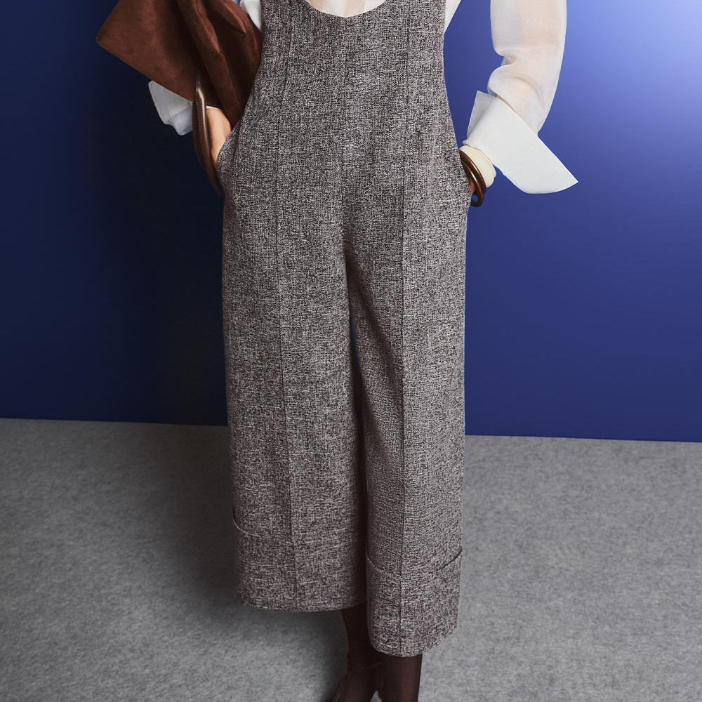 Raegan Straight Scoop Neck Tweed Midi Jumpsuit