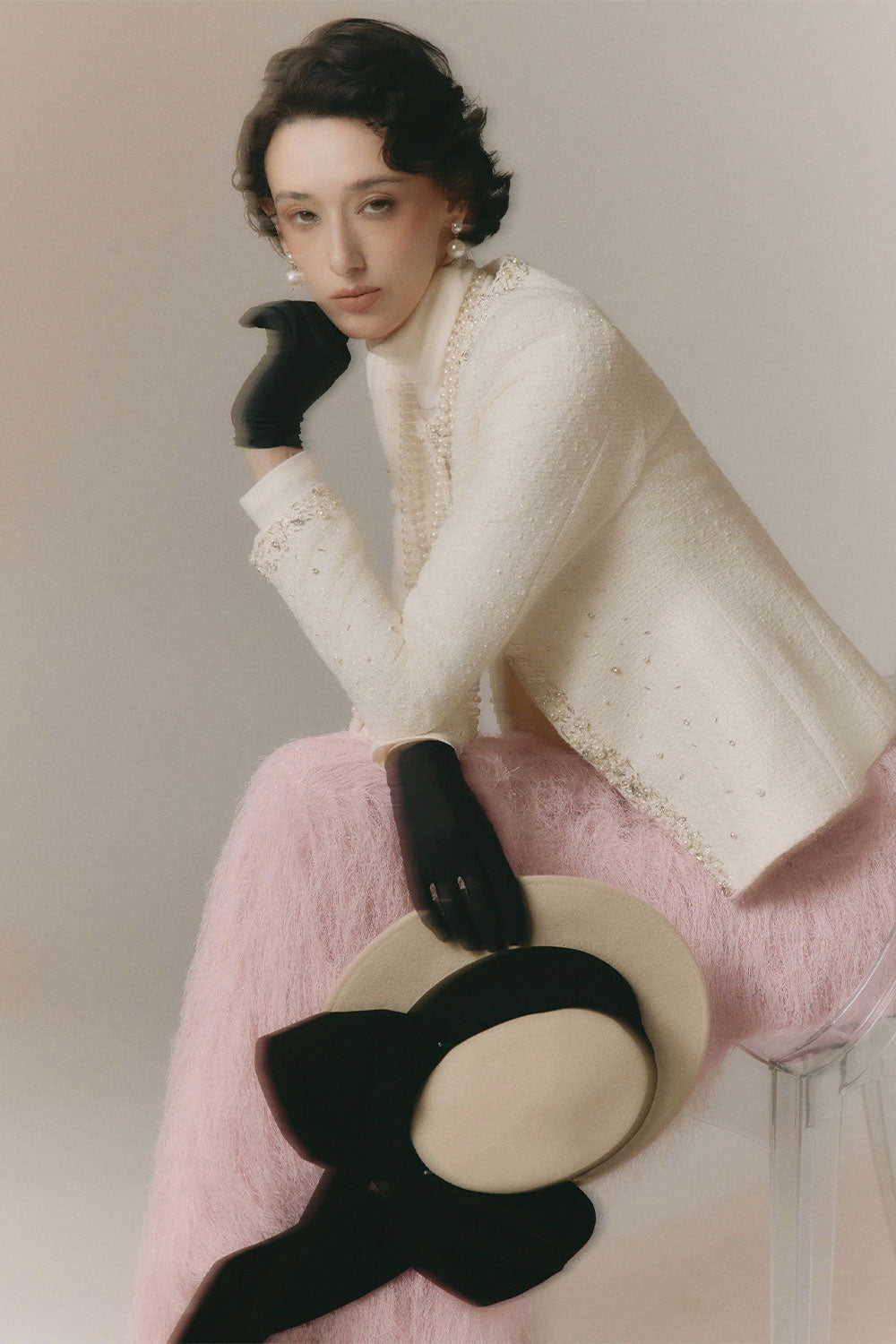 Olivia Straight Square Shoulder Tweed Jacket