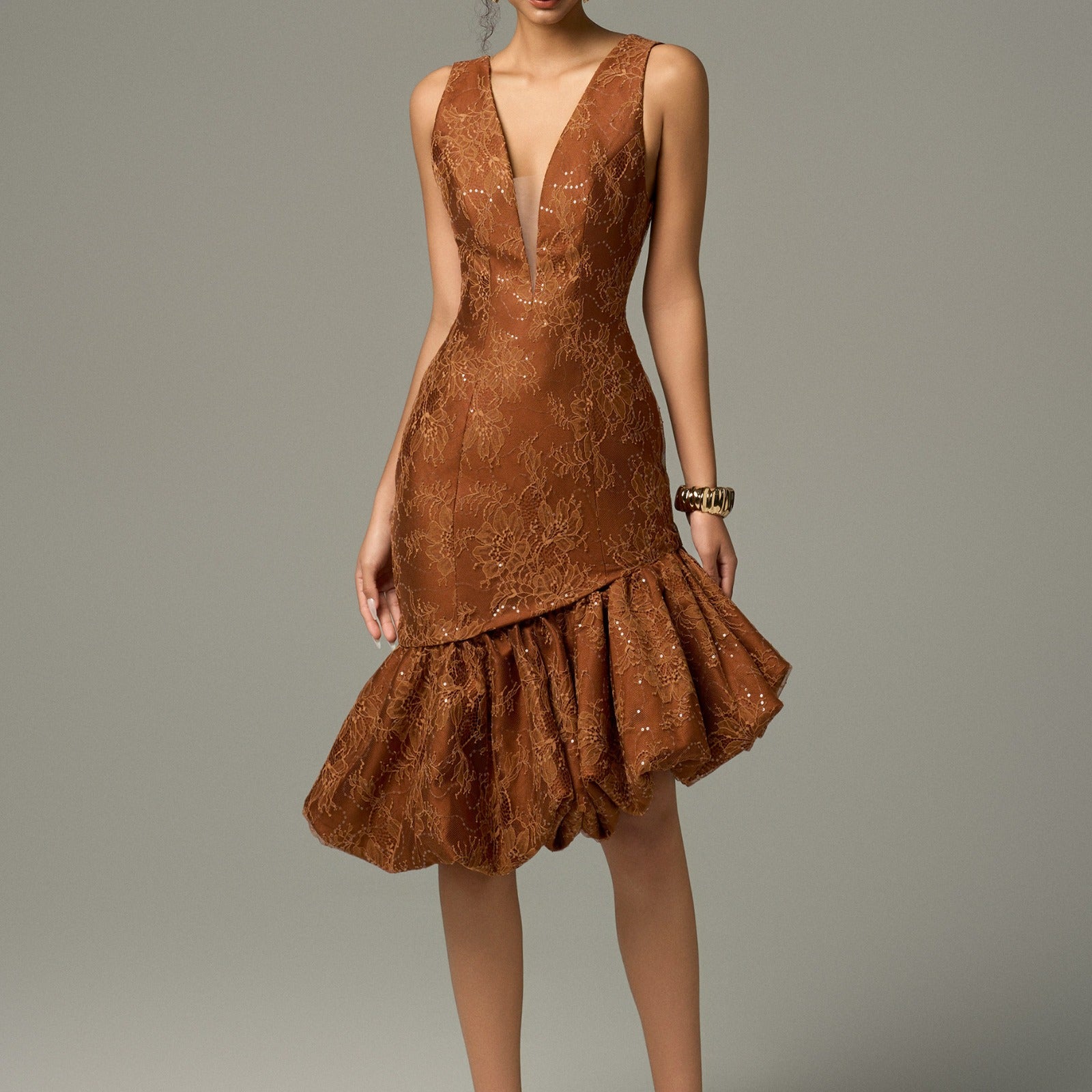 Aurora Dual Style Detachable Trumpet Midi Dress