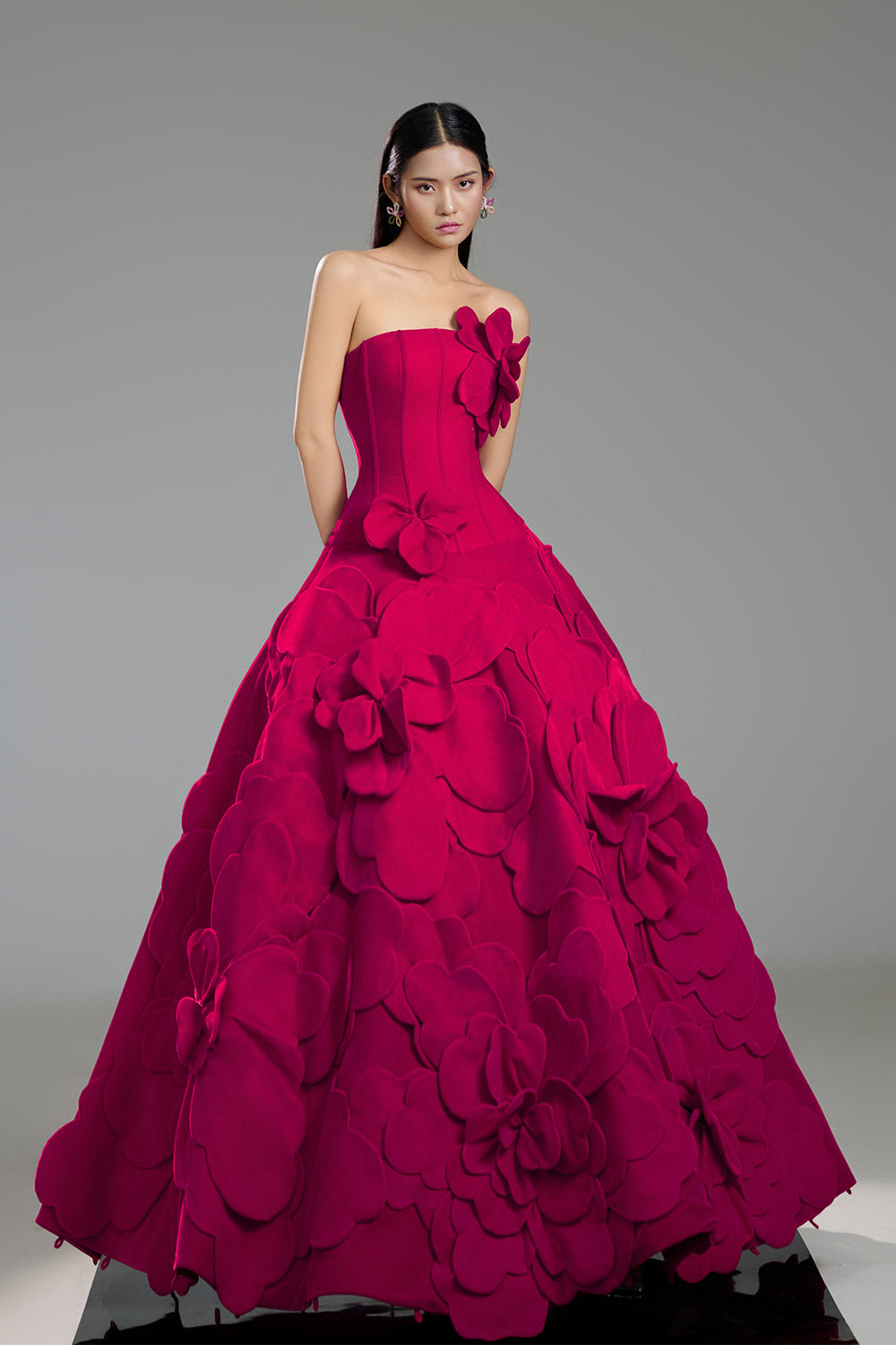 xxs formal dresses Women's Julius Ball Gown Straight Across Neck Polyester Floor Length Dress XXS/XS/S/M/L/XL/XXL/3XL/Customize Pink MEAN BLVD Pink / S