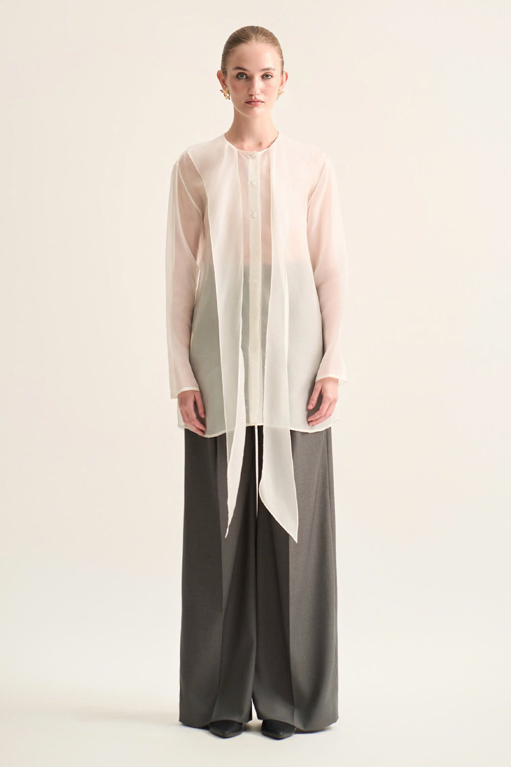 Velora Straight Ribbed Wool Blend Floor Length Pants